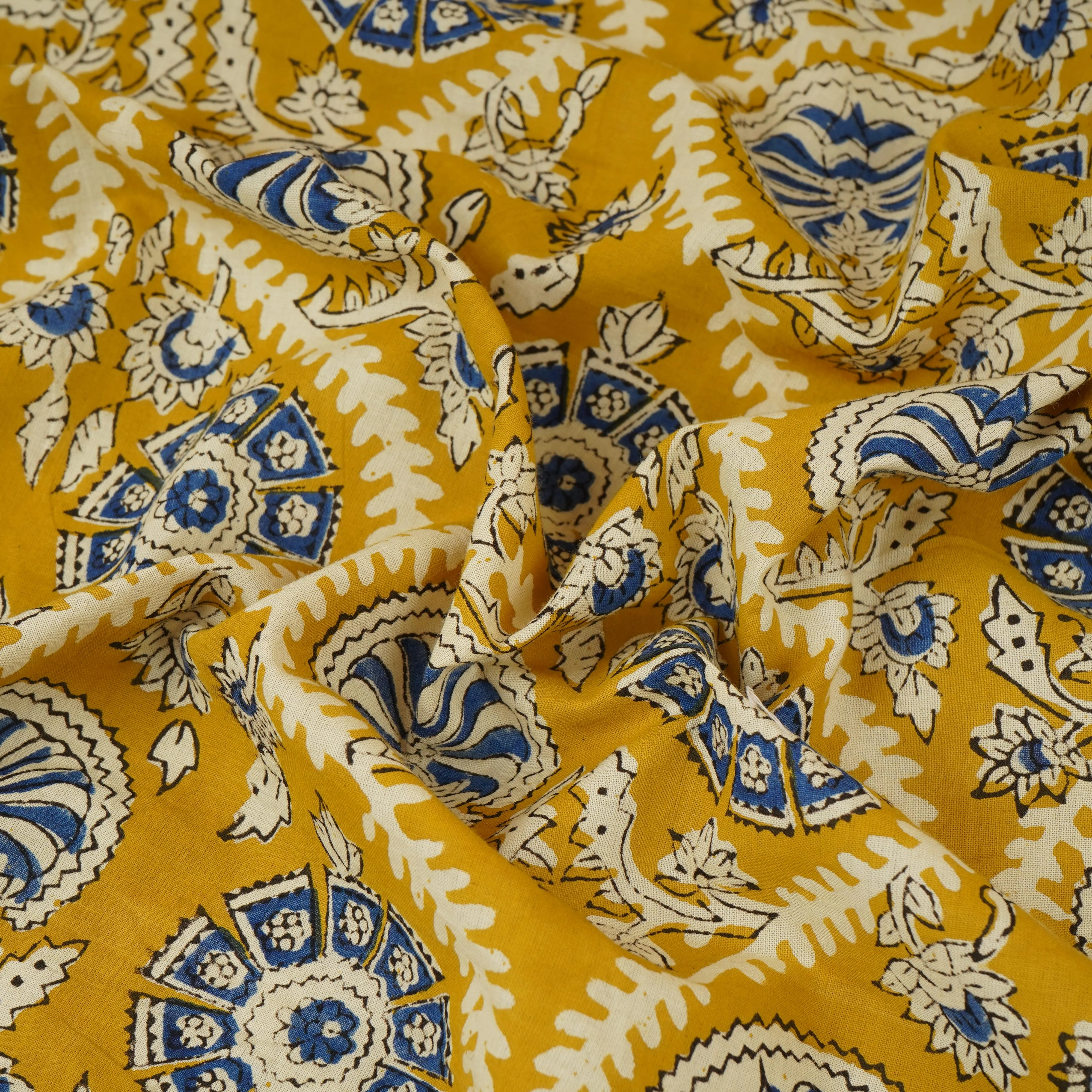 Mustard Floral Print Cotton Fabric AFI-29599 - Image 2