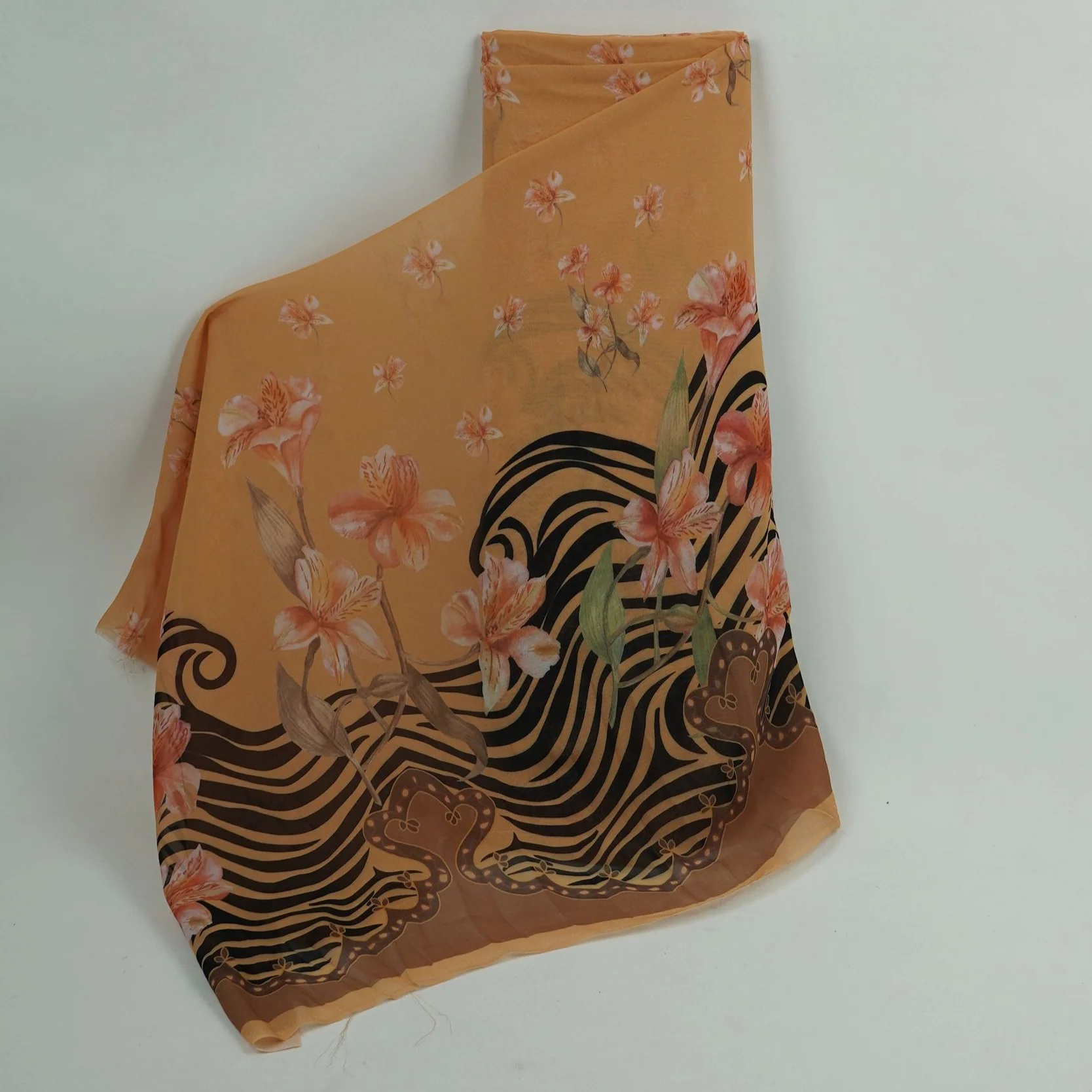 Mustard Floral Print Georgette Fabric VP-32363