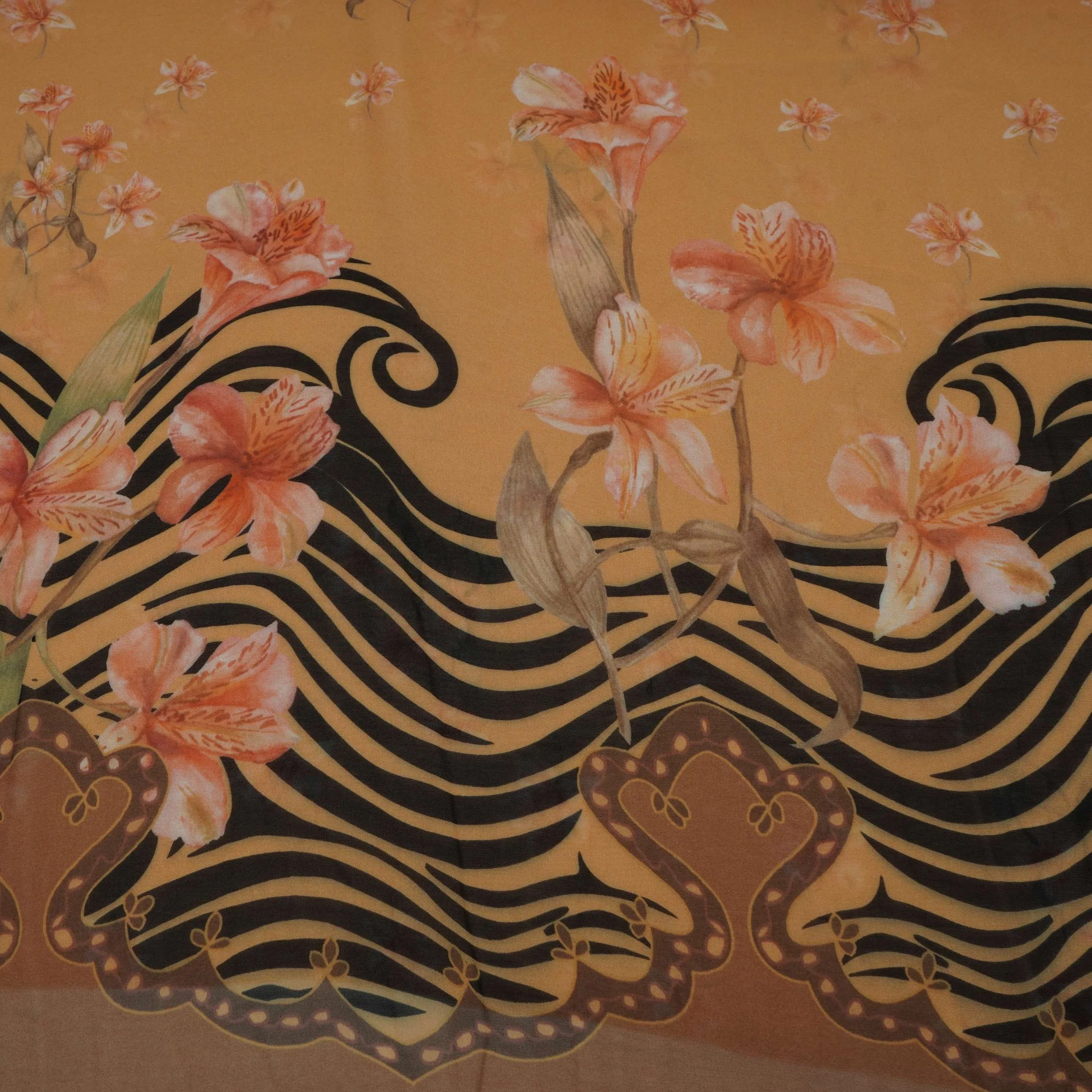 Mustard Floral Print Georgette Fabric VP-32363 - Image 2