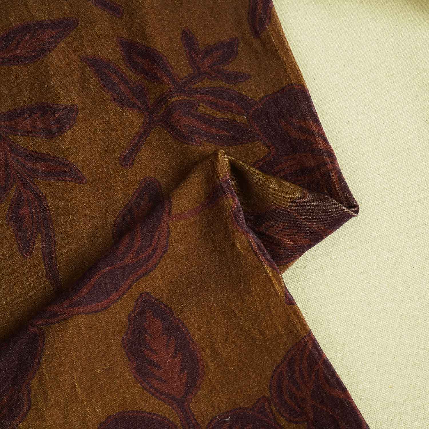 Mustard Floral Print Velvet Fabric MF-28223 - Image 2