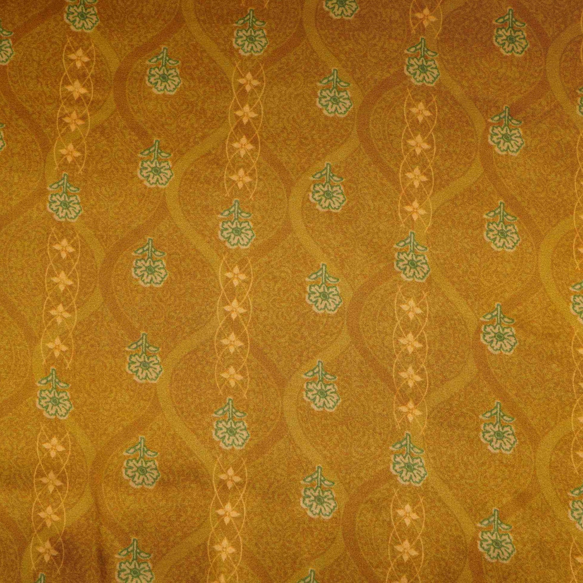 Mustard floral stripes print Bemberg Modal Silk Fabric KTP-31437 - Image 2