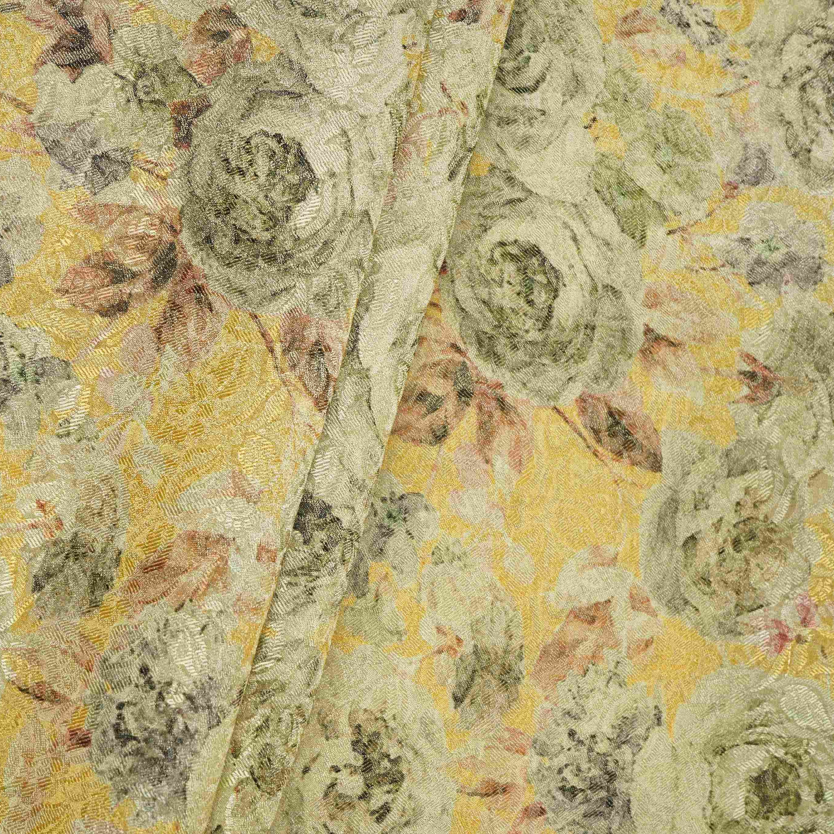 Mustard Gold floral Jacquard Tissue Fabric MTF-31797 - Image 4