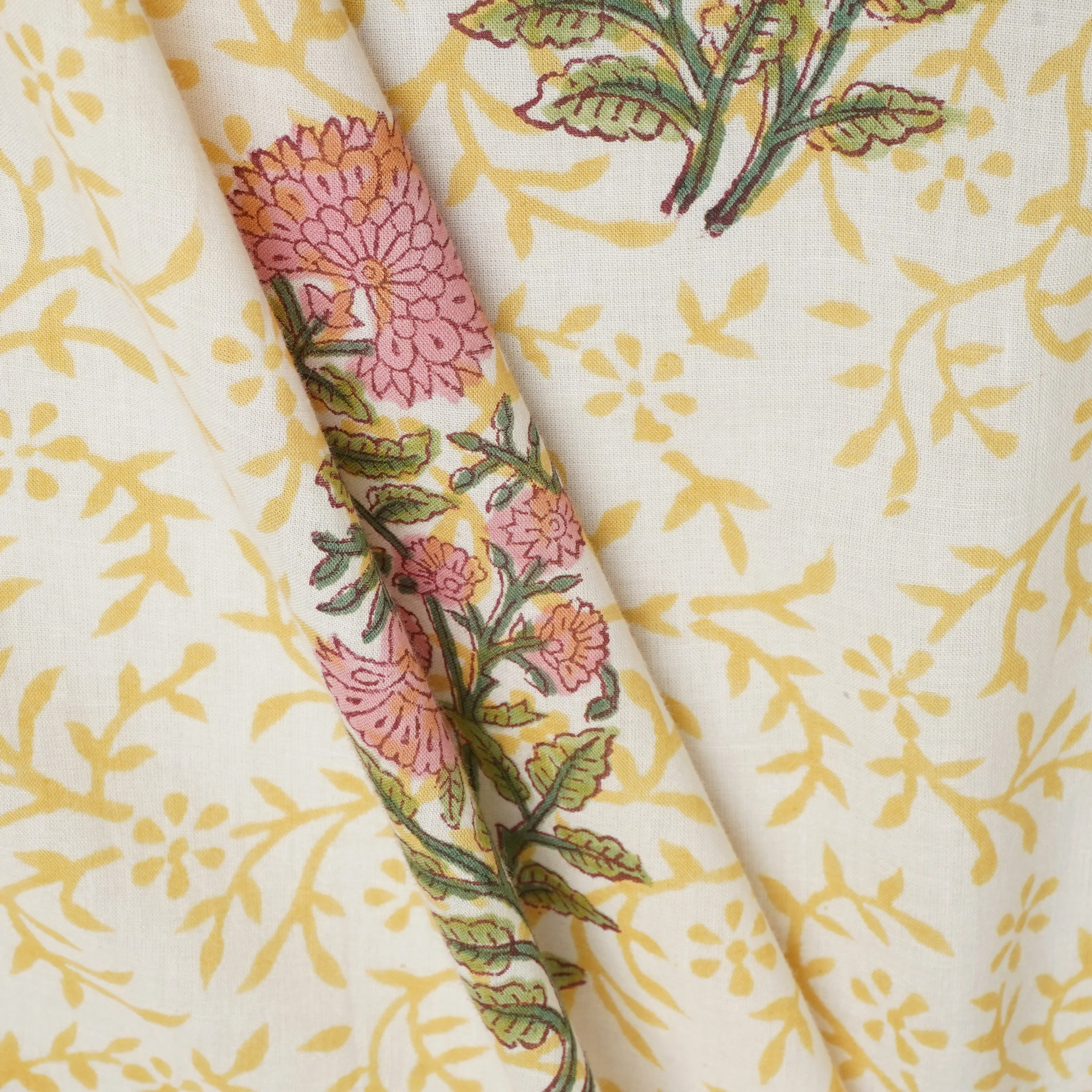 Mustard Handblock Print Cotton Fabric DH-29434 - Image 4