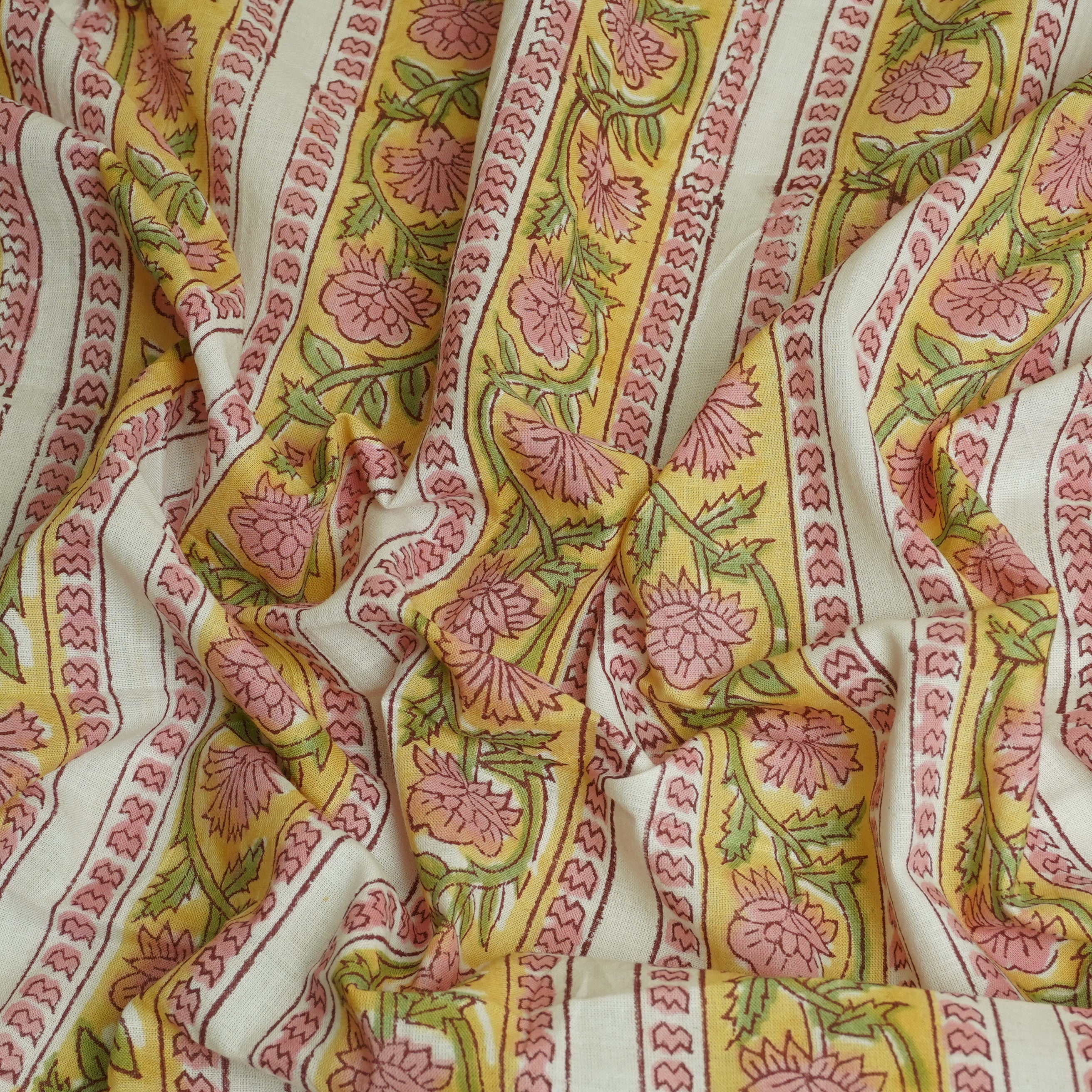 Mustard Handblock Print Cotton Fabric DH-29435 - Image 3