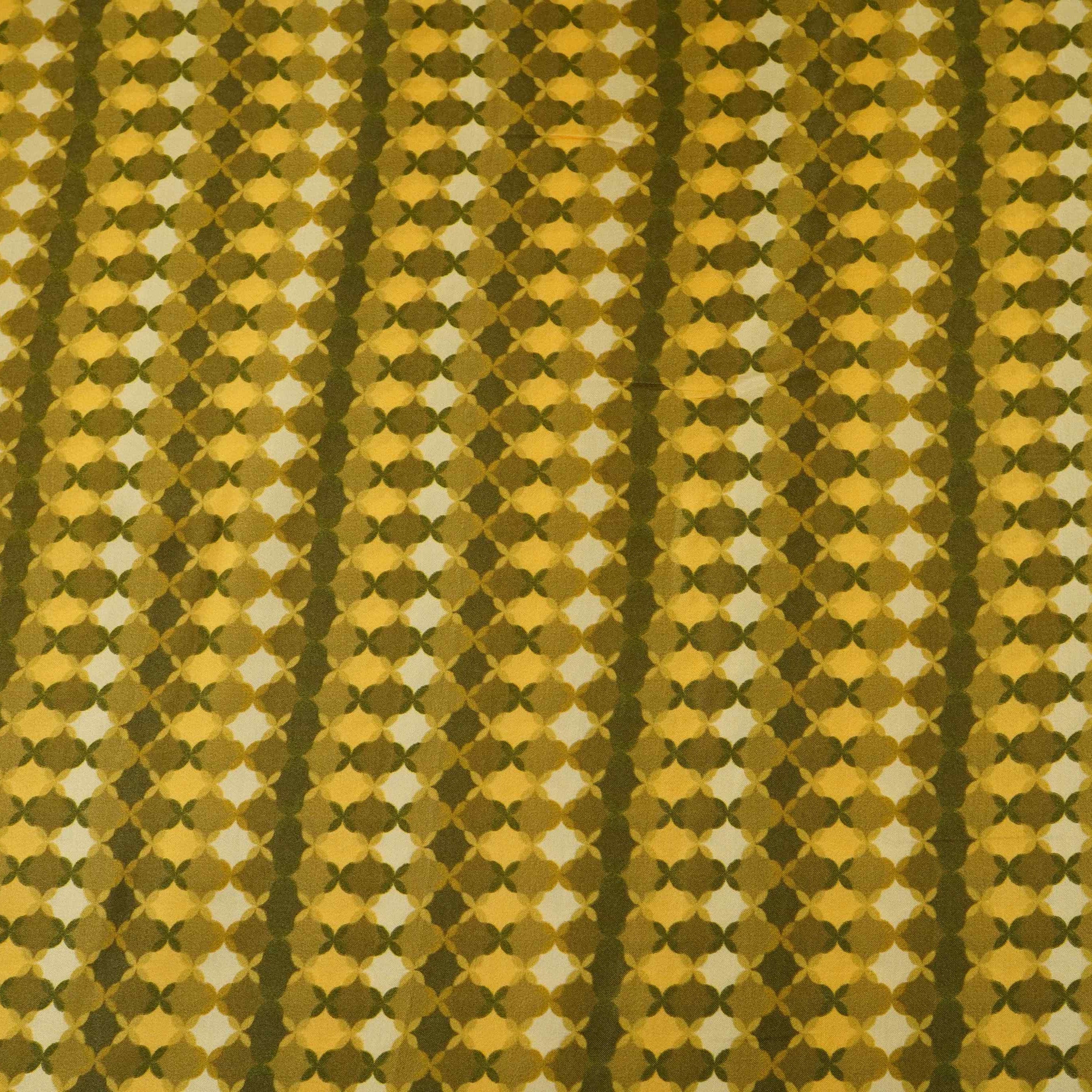 Mustard with Green Tropical stripes Bemberg Modal Silk Fabric KTP-31419 - Image 2