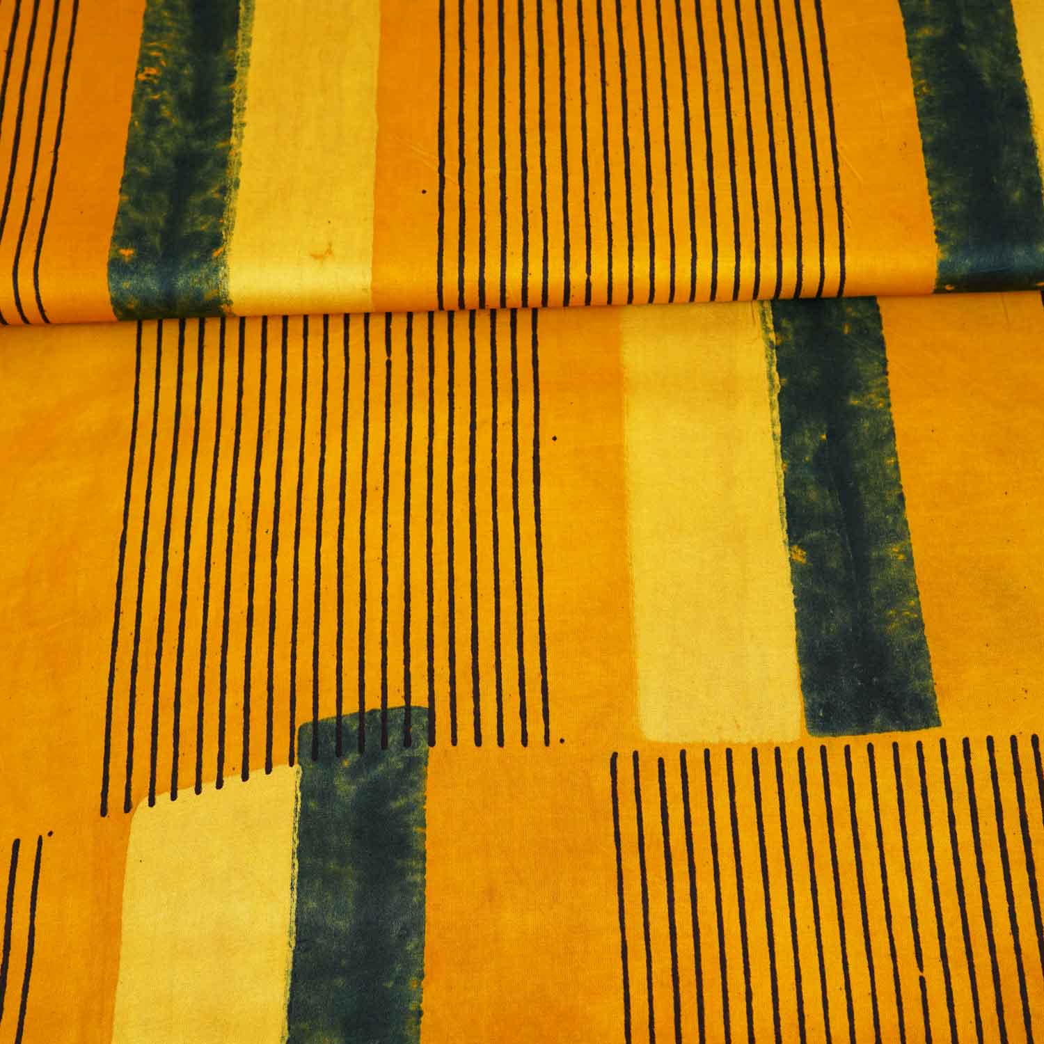 Mustard Yellow Abstract Print Modal Satin Fabric EEG-28699 - Image 3