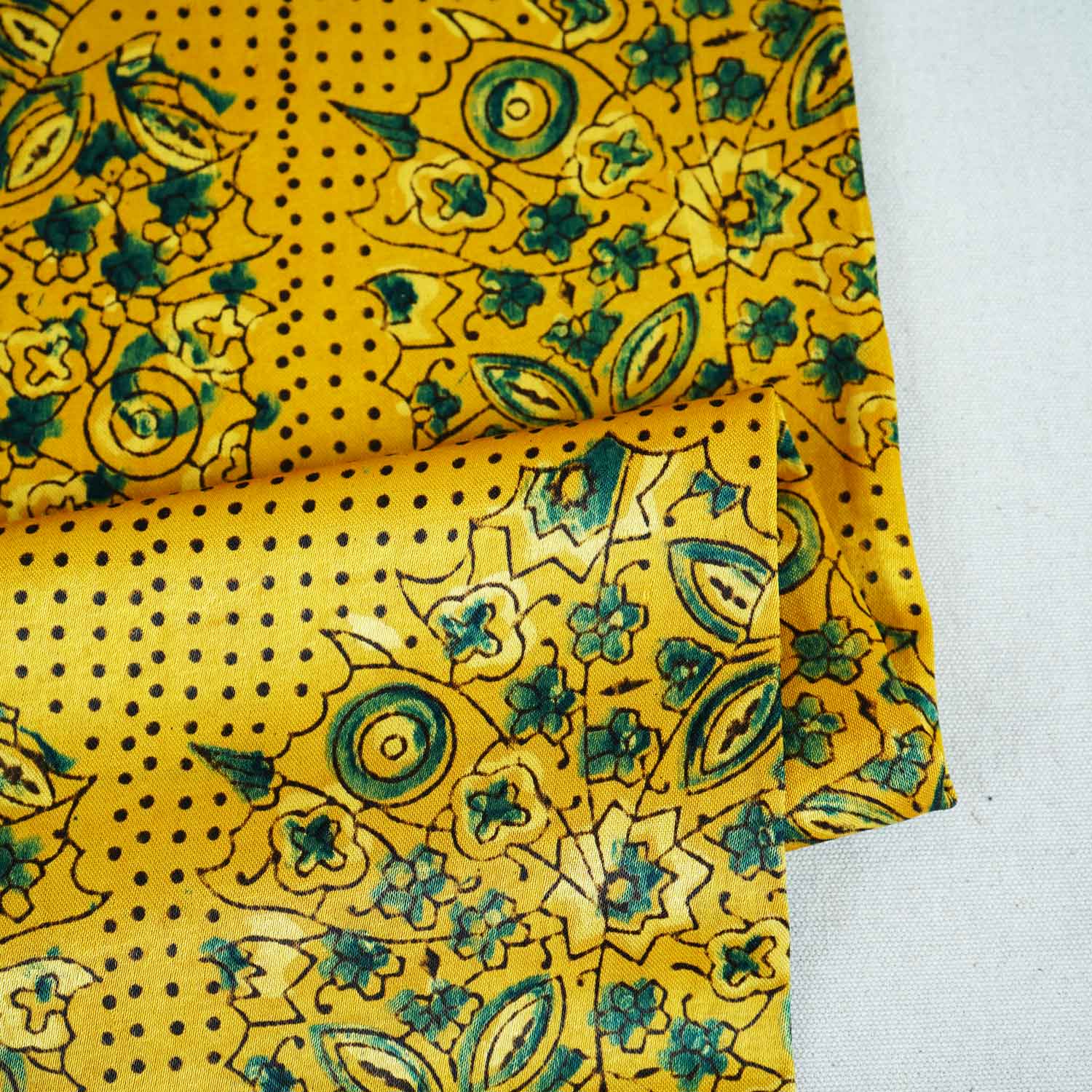Mustard Yellow Ajrakh Print Mashru Silk Fabric EEG-28660 - Image 2