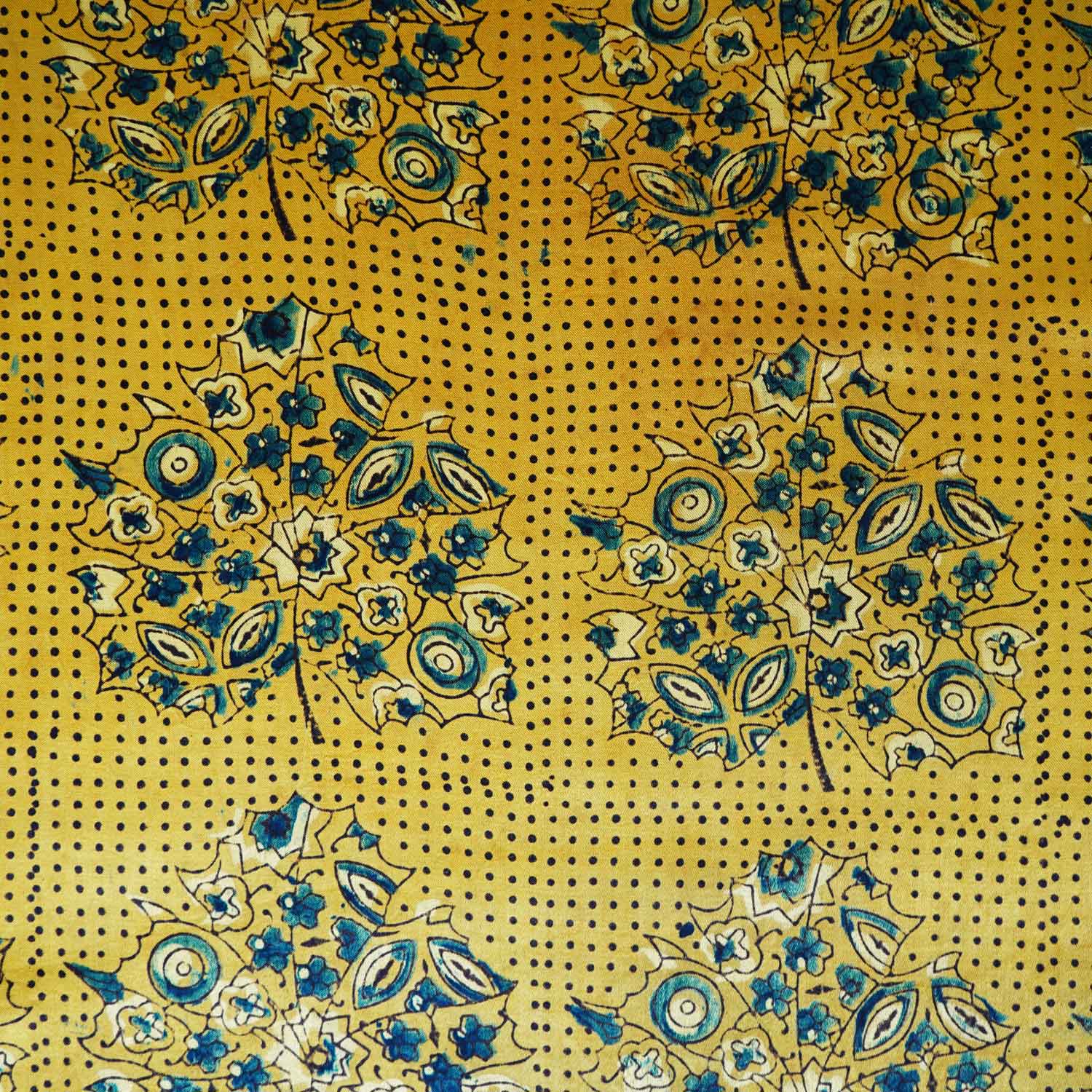 Mustard Yellow Ajrakh Print Mashru Silk Fabric EEG-28660 - Image 4