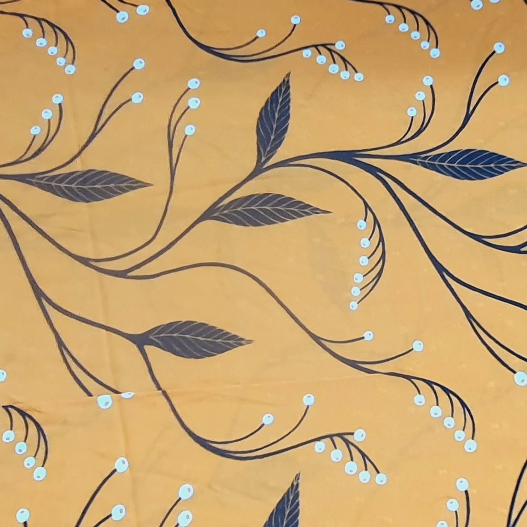 Mustard Yellow Floral Print Viscose Fabric 1 - Image 3