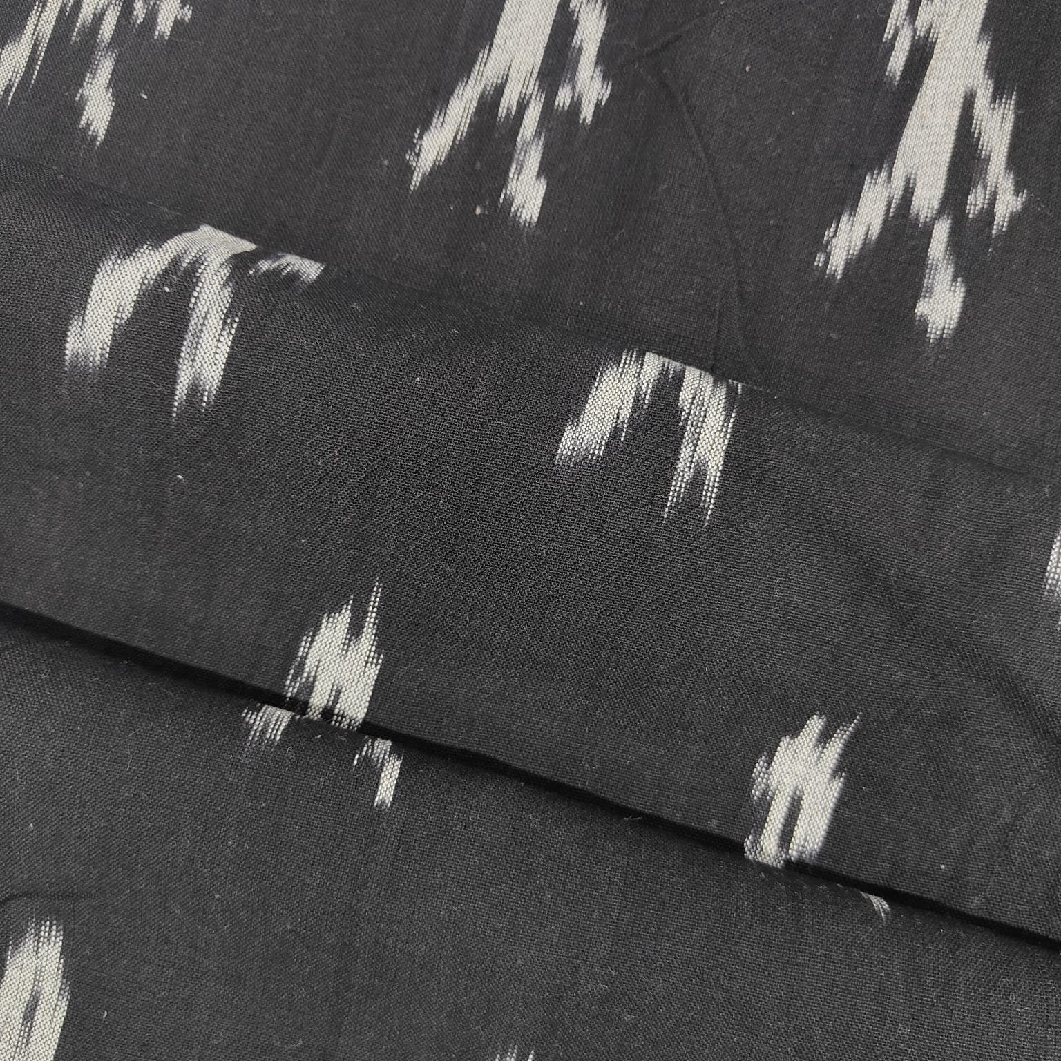 Mustard Yellow Ikkat Print Cotton Fabric - Image 3