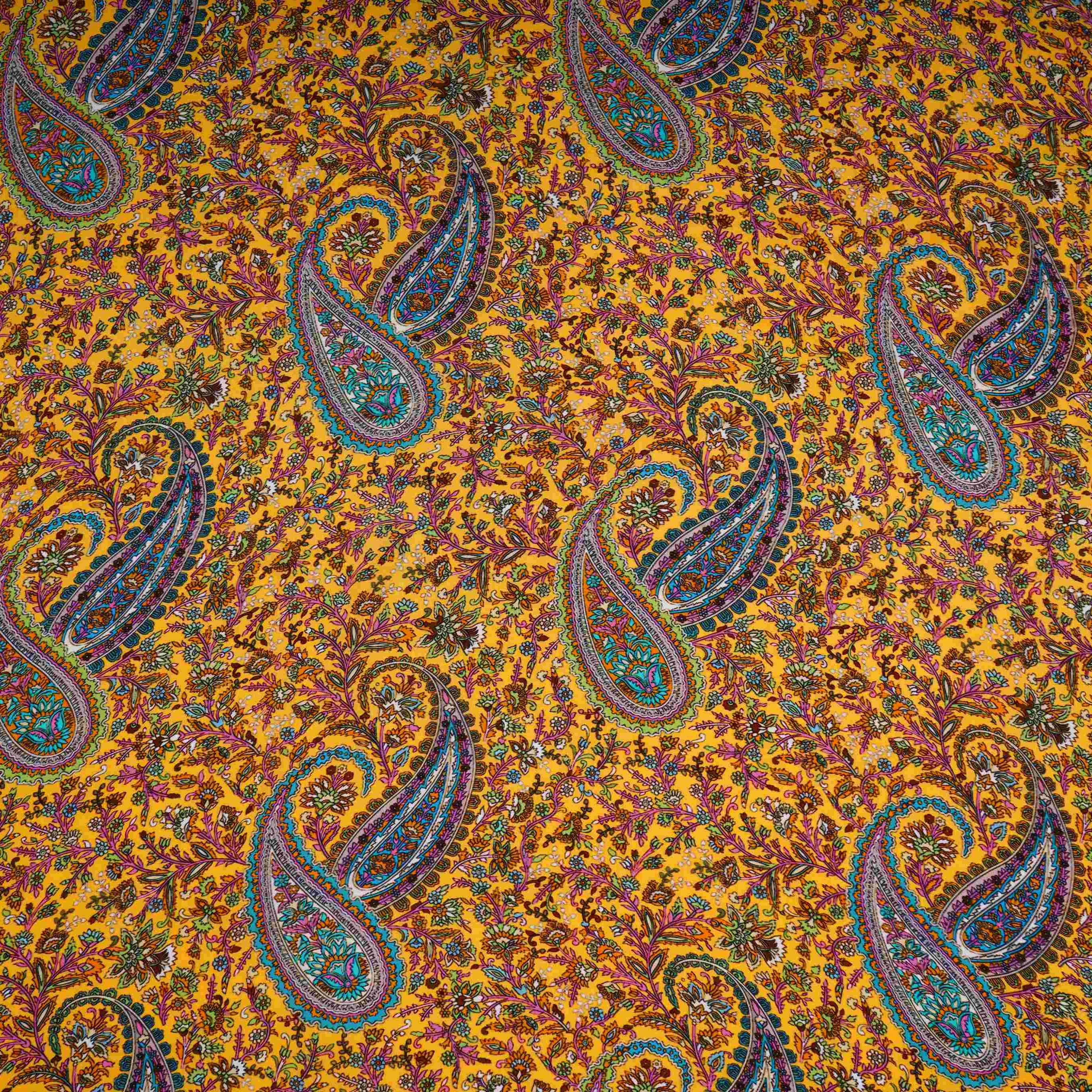 Mustard Yellow Paisley print Crepe Fabric NVC-31831 - Image 2