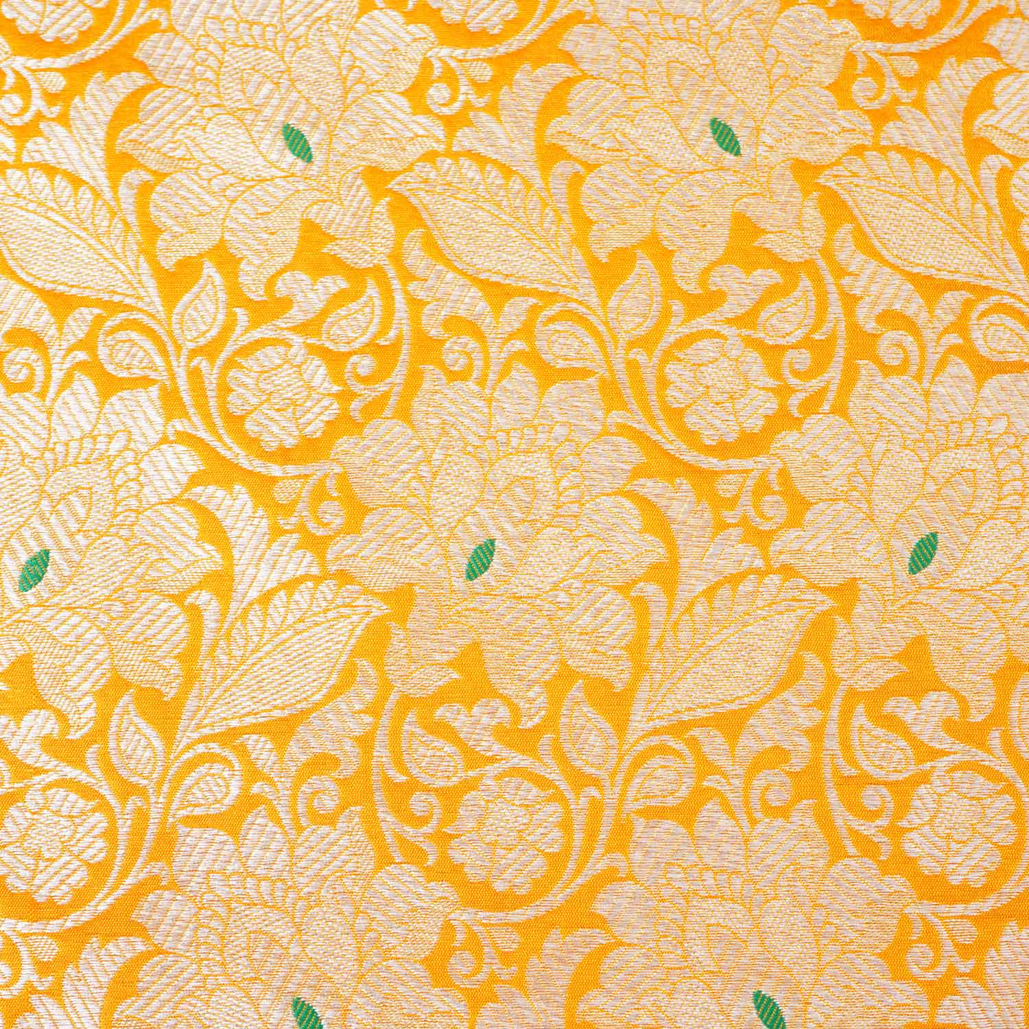 Mustard Yellow Silver Jaal Brocade Fabric NH-28911 - Image 4