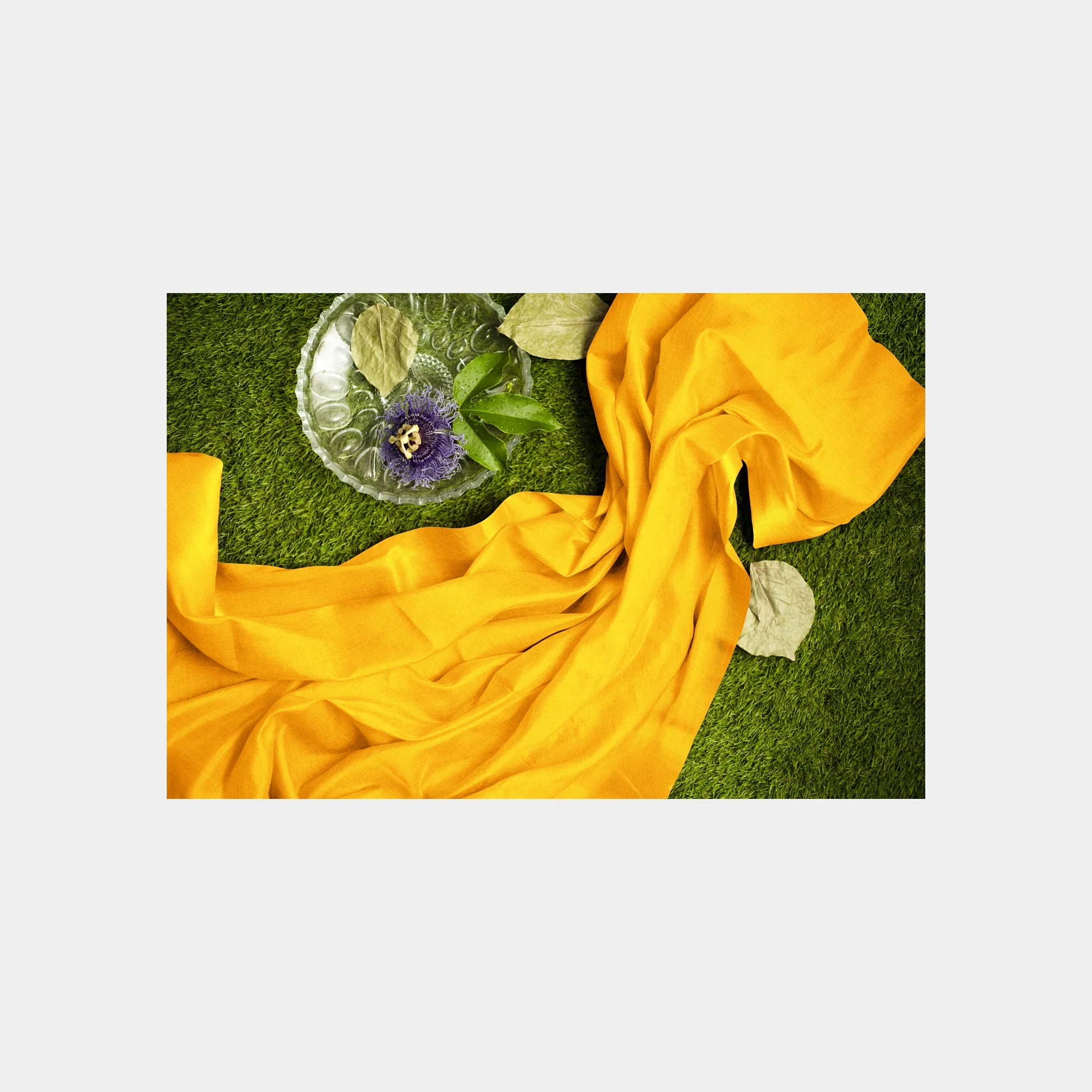 Saffron Solid Semi Velvet Fabric - Image 5