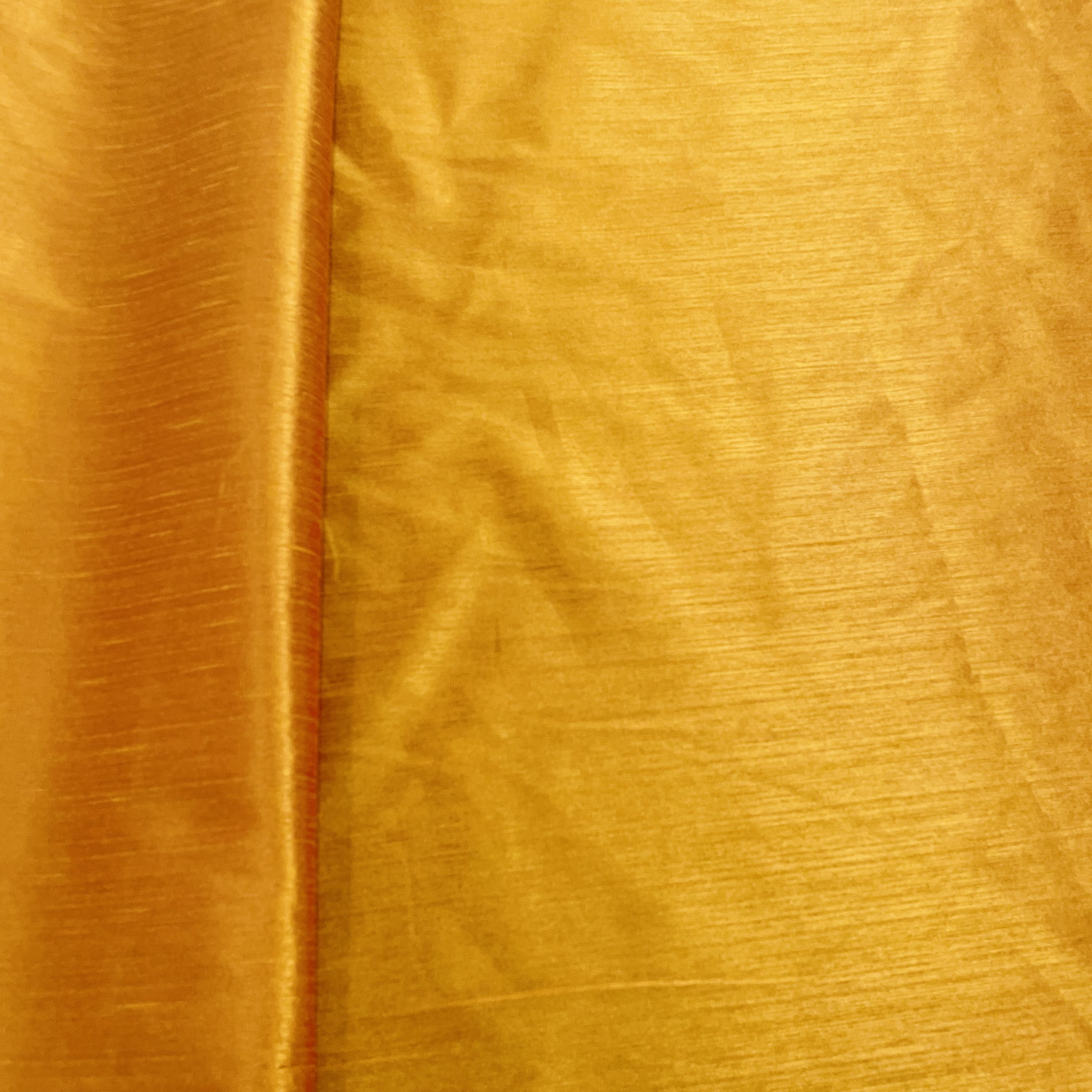 Mustard Yellow Solid Silk Taffeta Fabric - Image 4