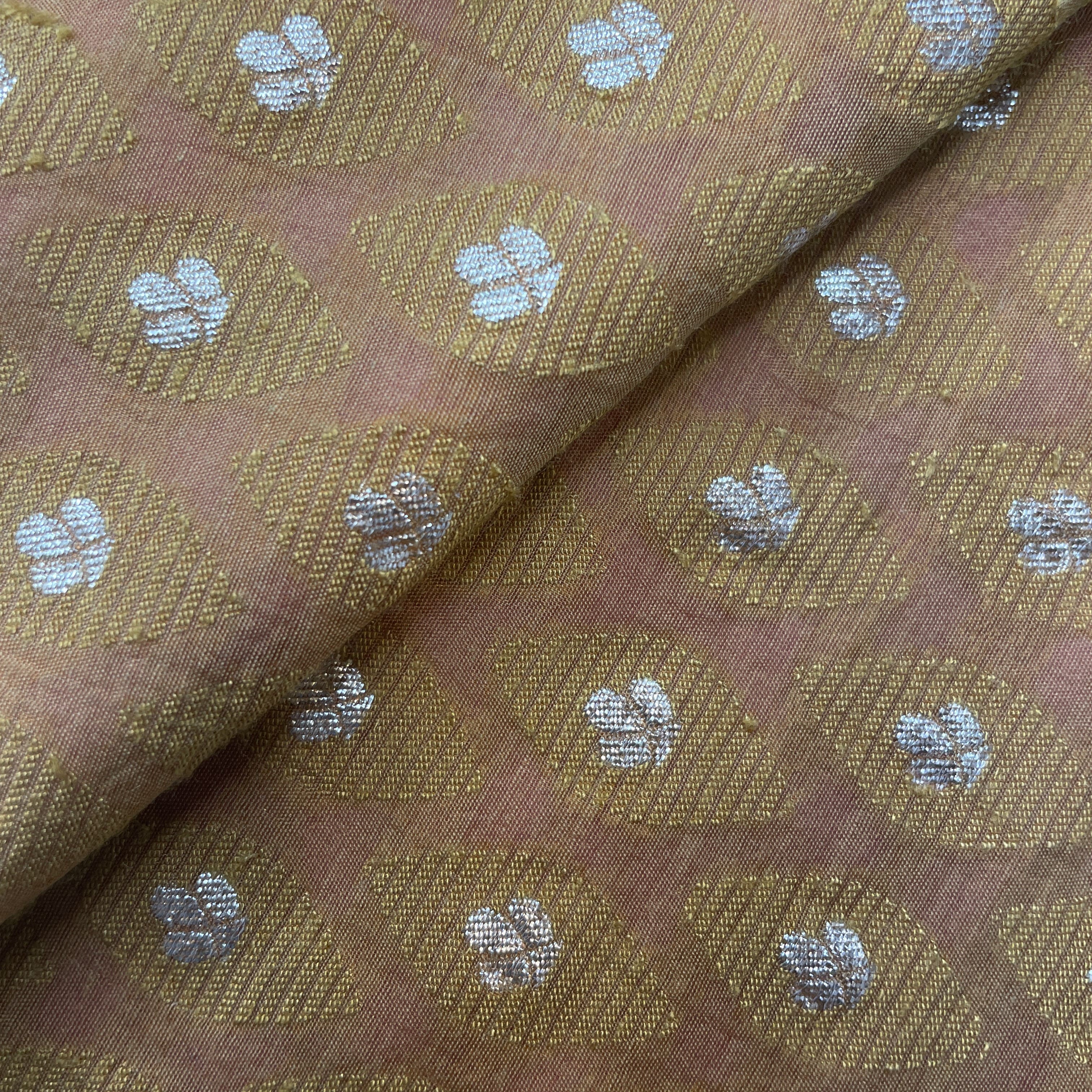 Mustard Zari Floral Jacquard Cotton Silk Patola Dyeable 18062 - Image 2