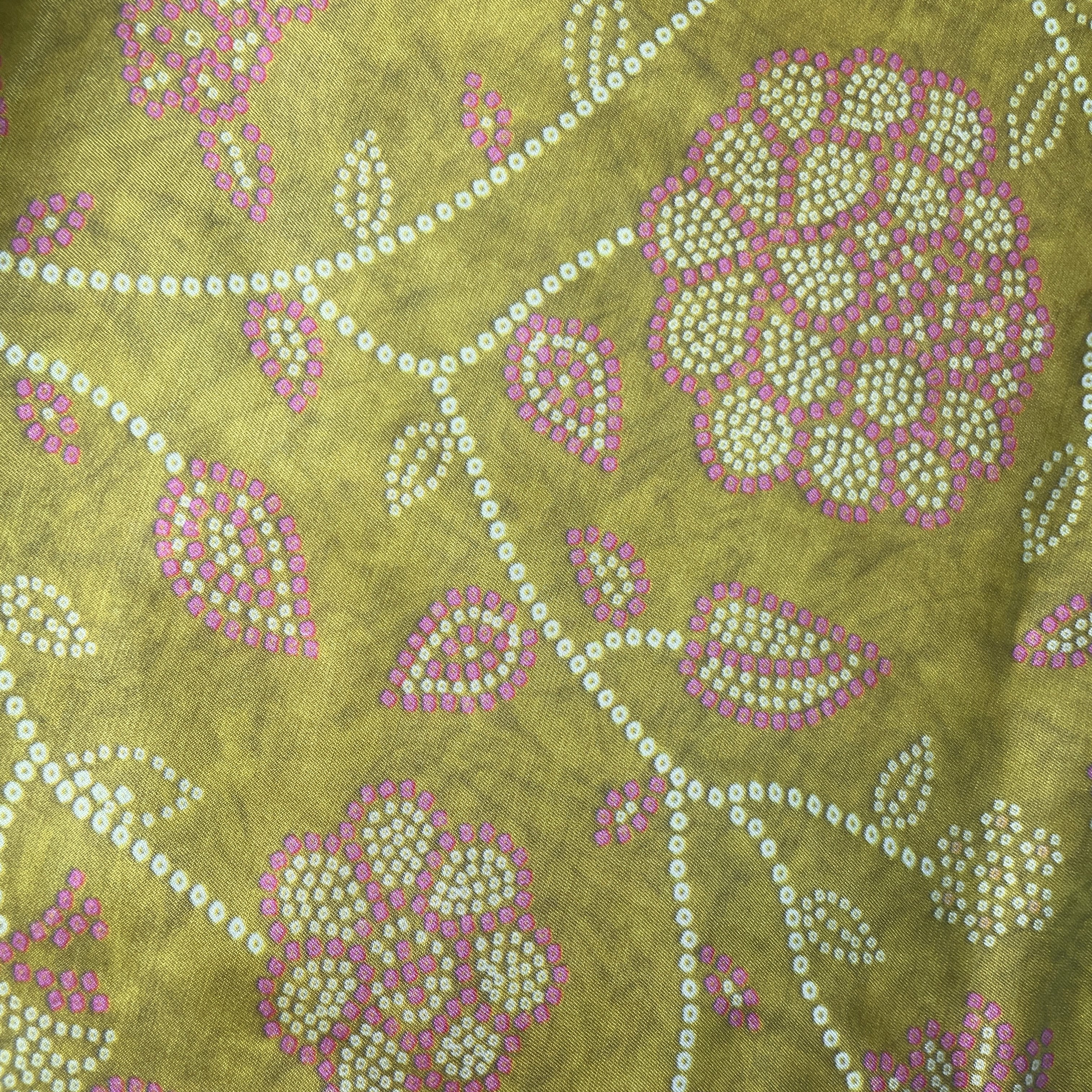 Yellow Bandhani Print Gaji Silk Fabric 17536 - Image 3