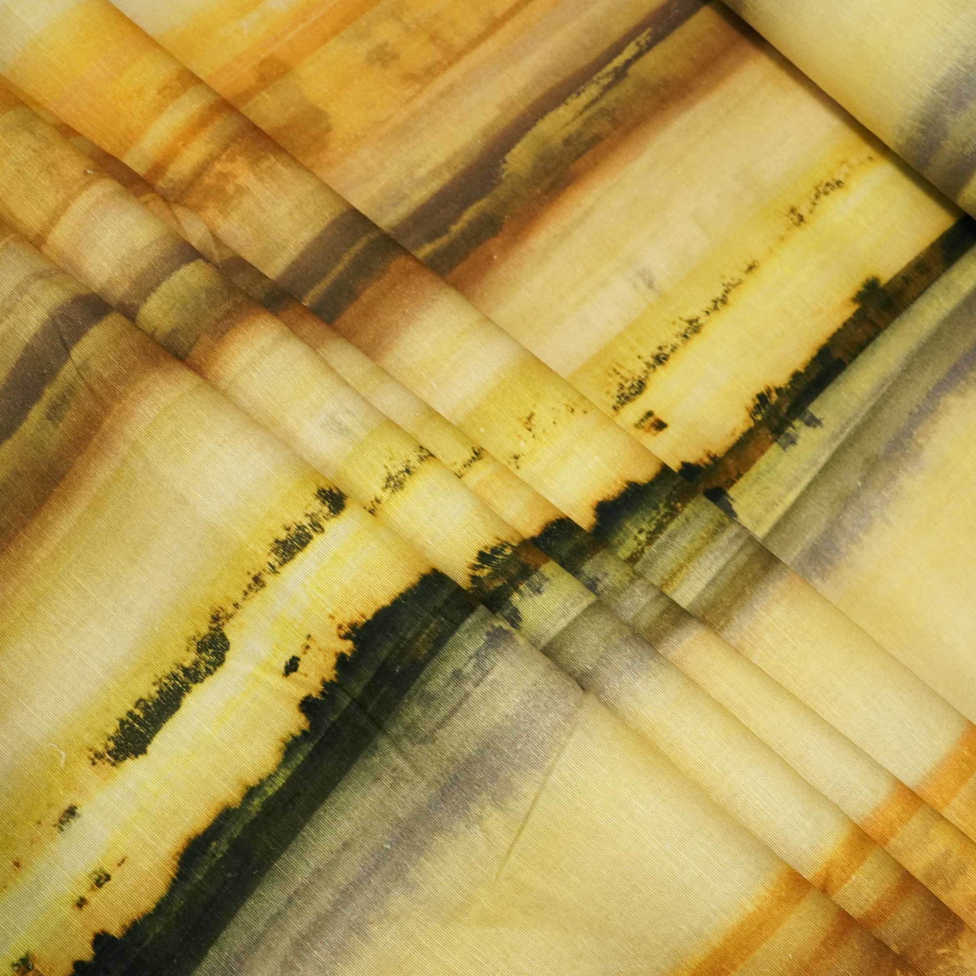 Mustrad Yellow Shibori Print Linen Fabric RM-25353 - Image 3