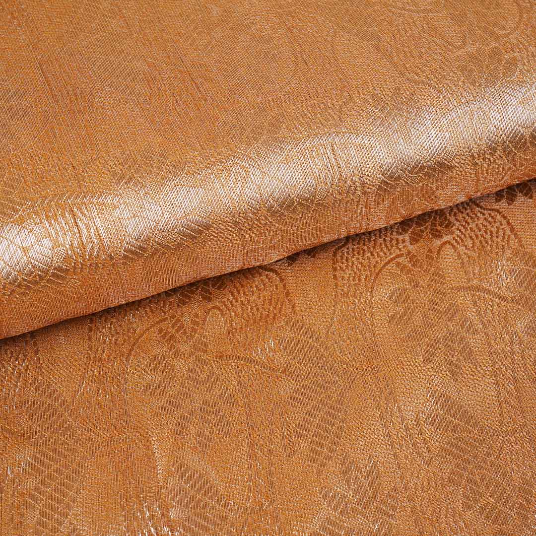 Mustrad Yellow Zari Weave Silk Tissue Fabric CW-28958 - Image 3