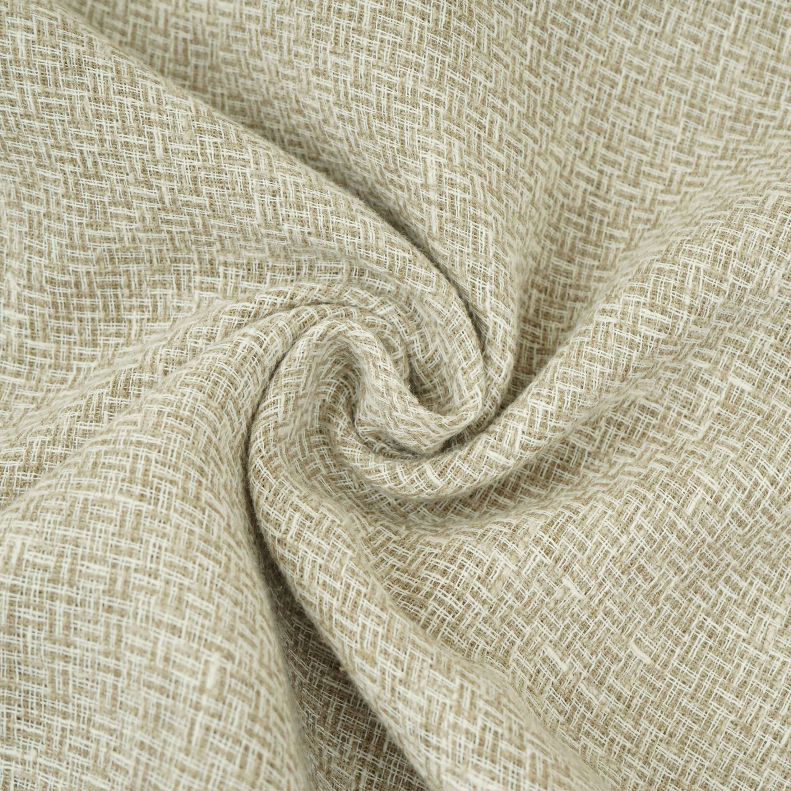 Natural Beige Solid Linen Jute Fabric RS-32454 - Image 4