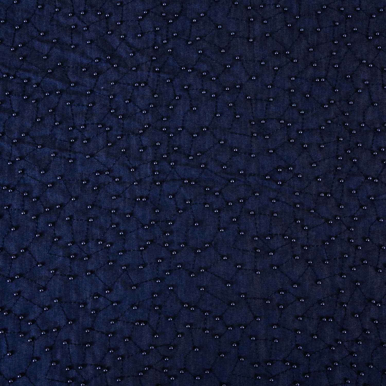 Navy Blue Cutdana Denim Fabric AF-28979 - Image 4