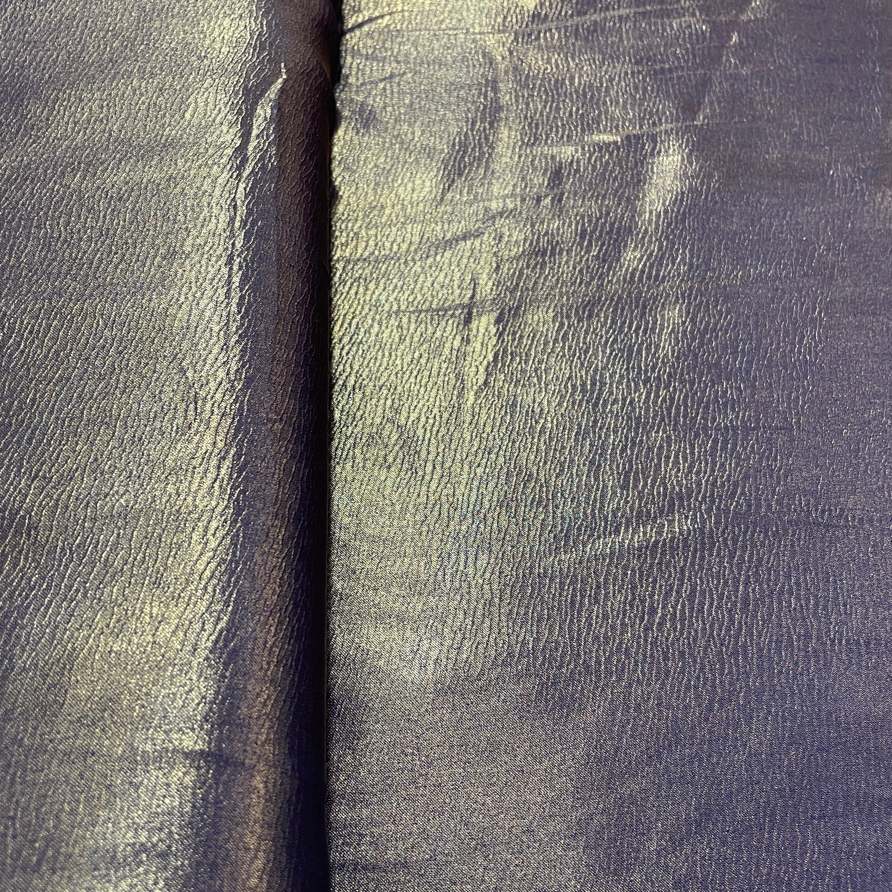 Navy Blue Solid Gold Shimmer Georgrette Satin - Image 3