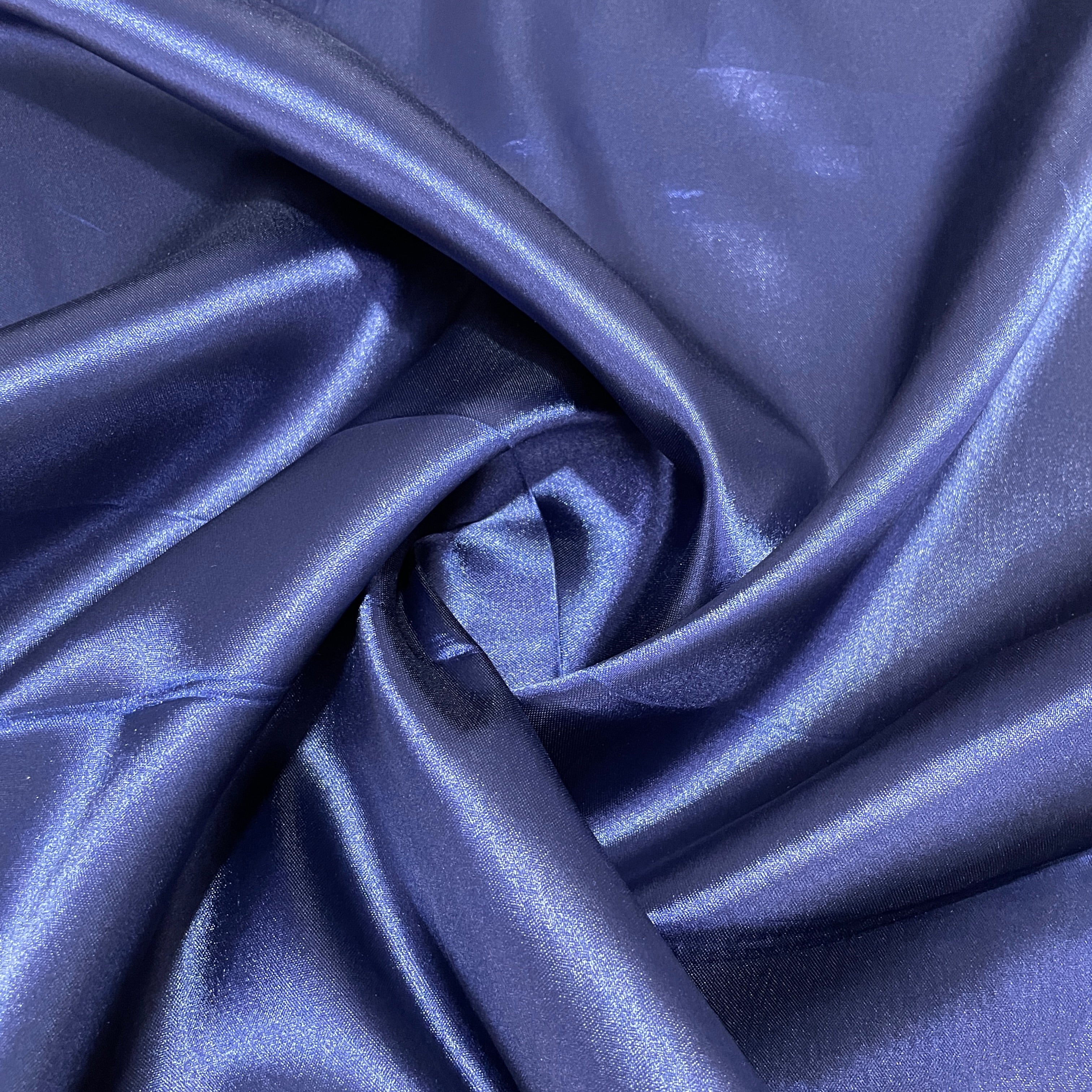 Navy Blue Solid Satin Fabric