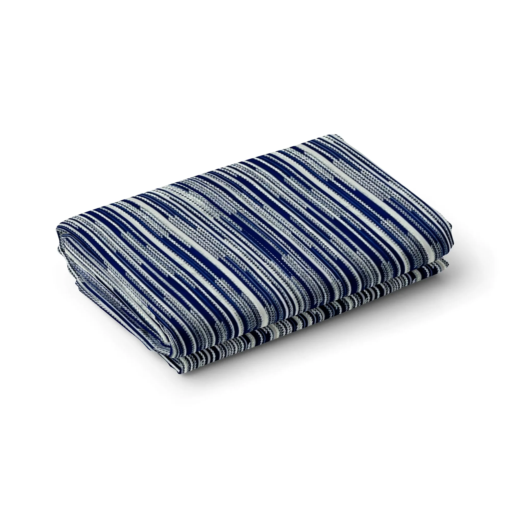 Navy Blue White Stripes With Foil Knitted Lycra Fabric - Image 7