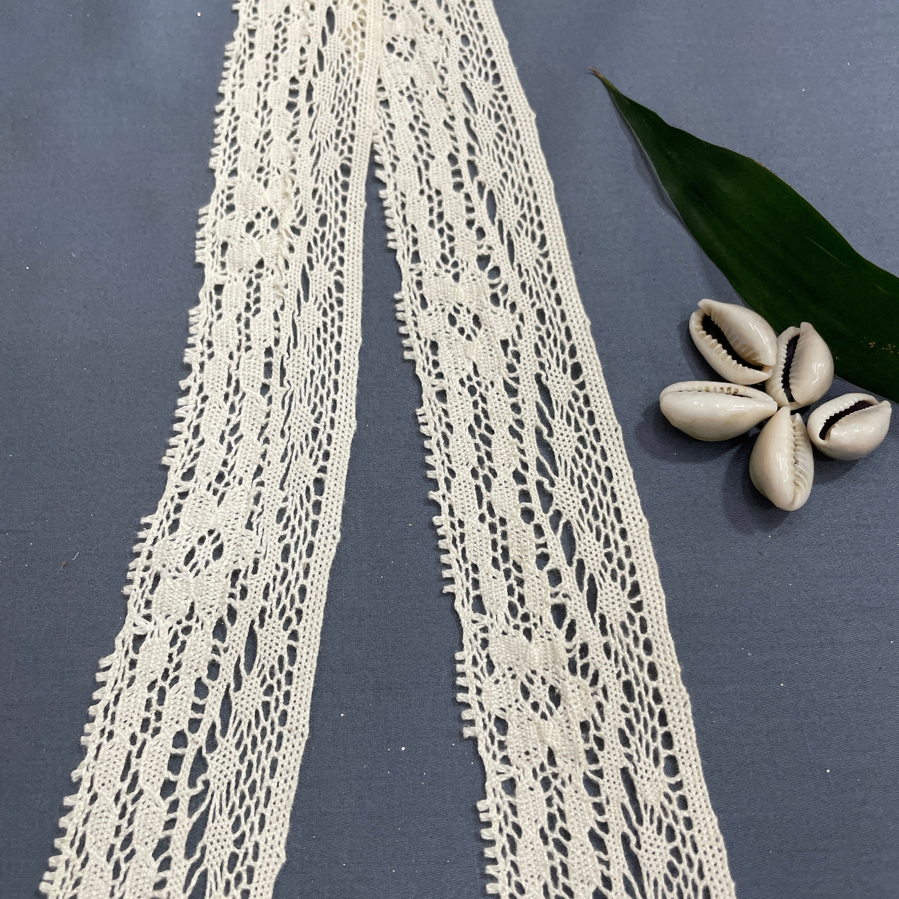 Off Cream Floral Dyeable Cotton Lace - Image 2
