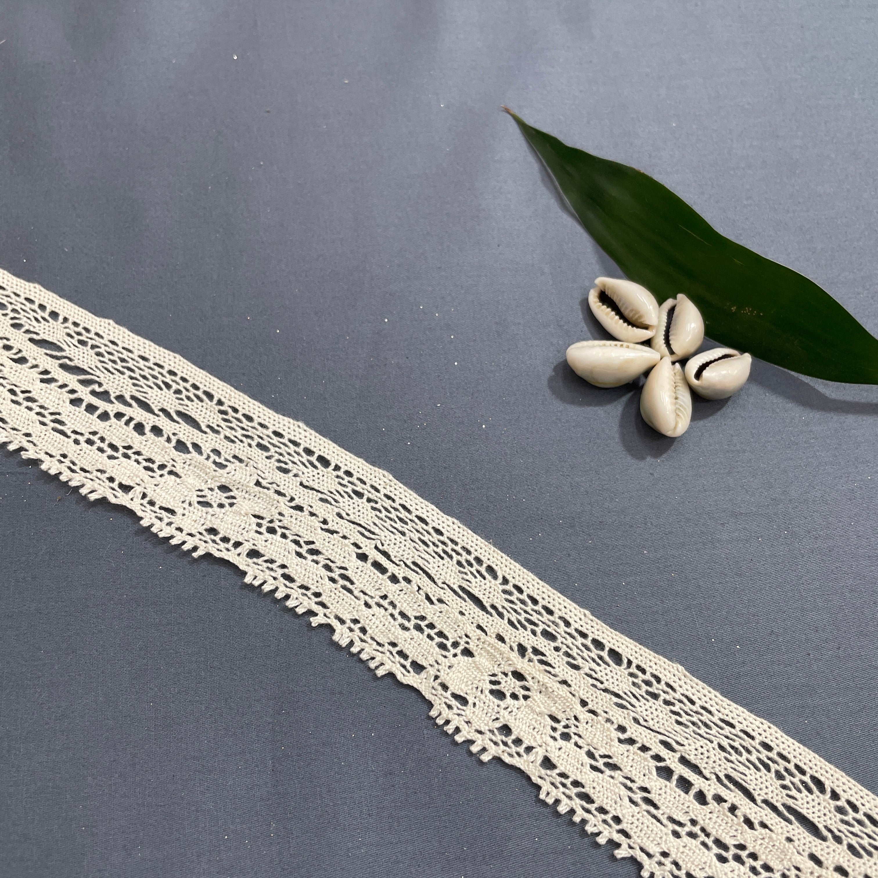 Off Cream Floral Dyeable Cotton Lace - Image 3