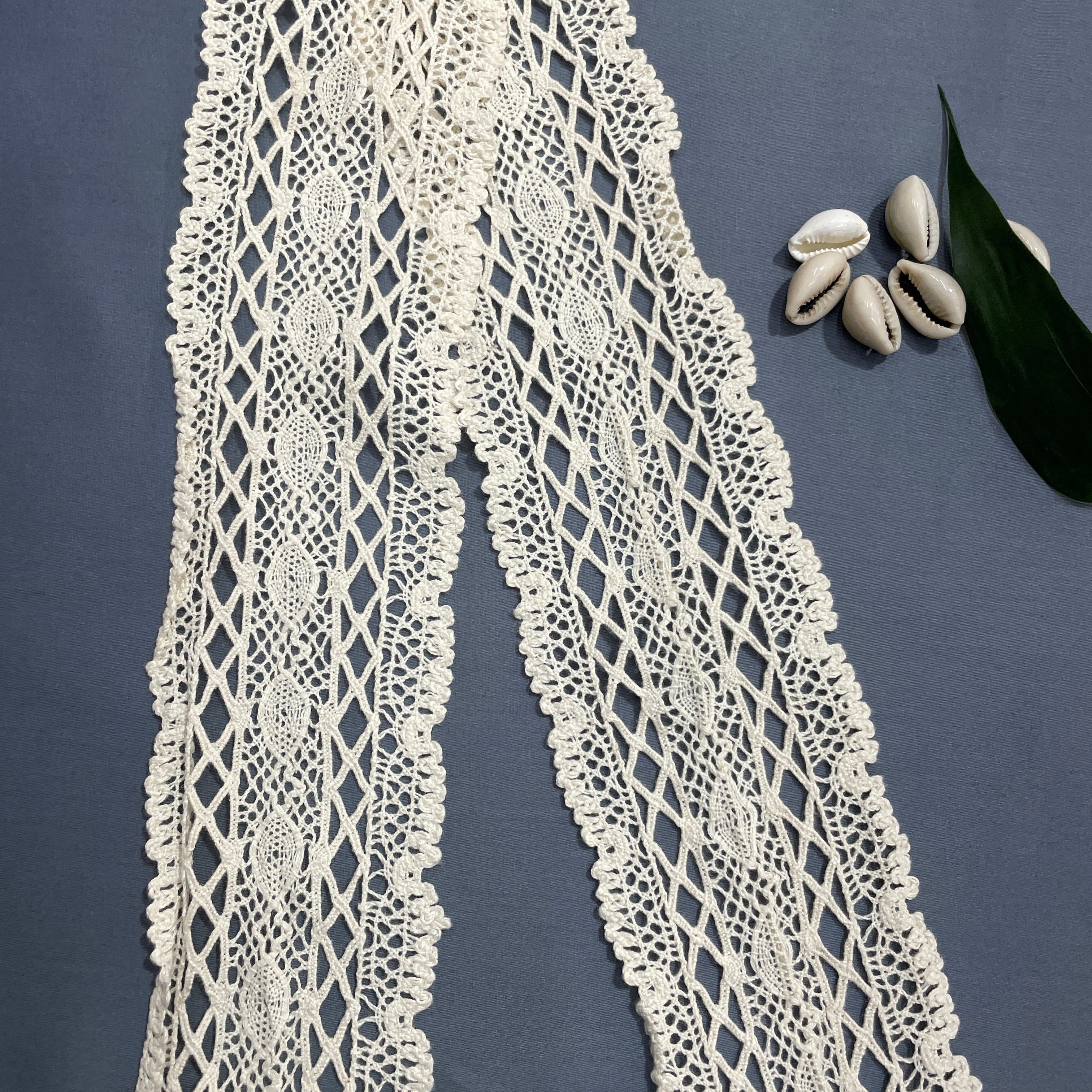 Off Cream Geomatric Dyeable Cotton Lace - Image 3