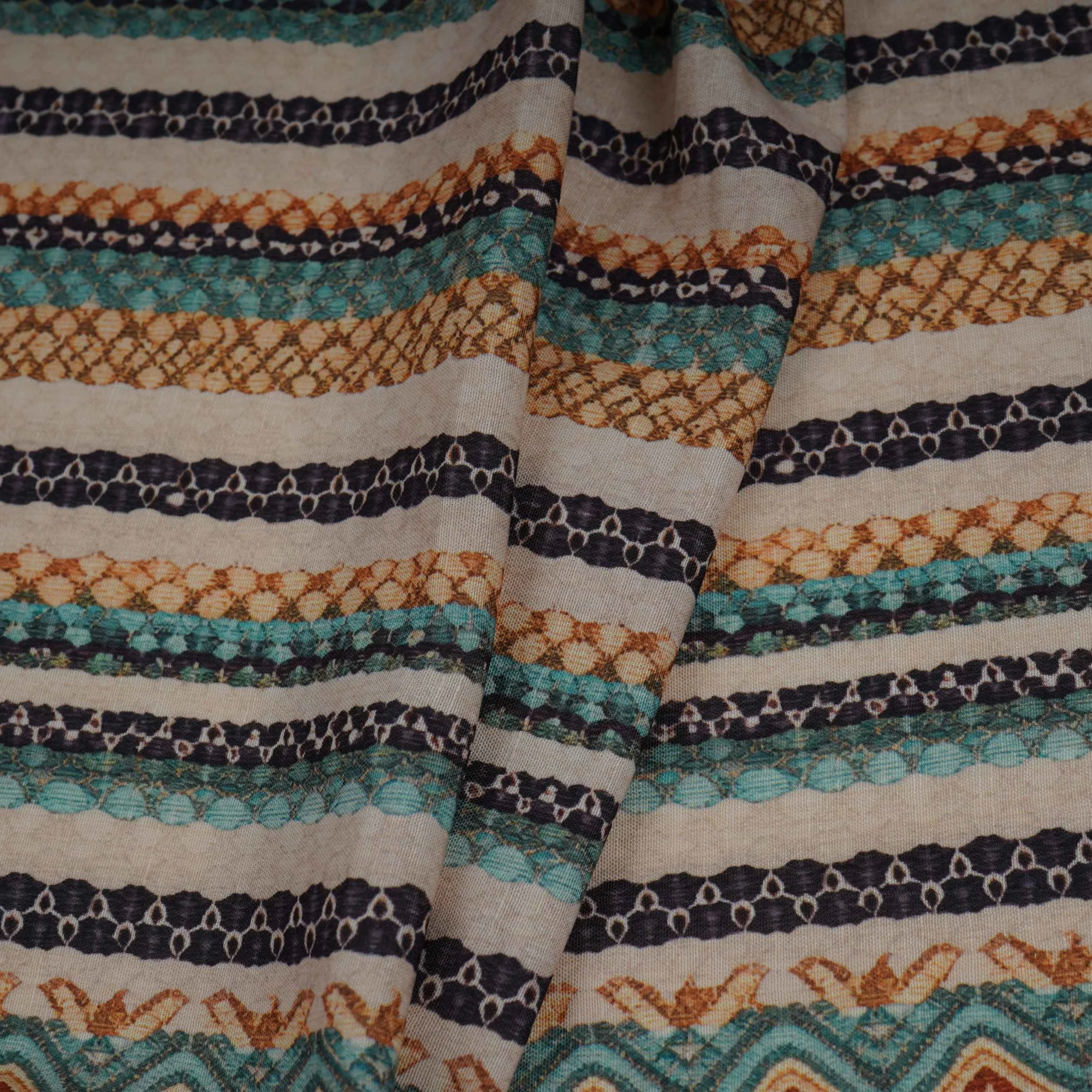 Off White Abstract thread embroidery Linen Fabric SF-32039 - Image 5