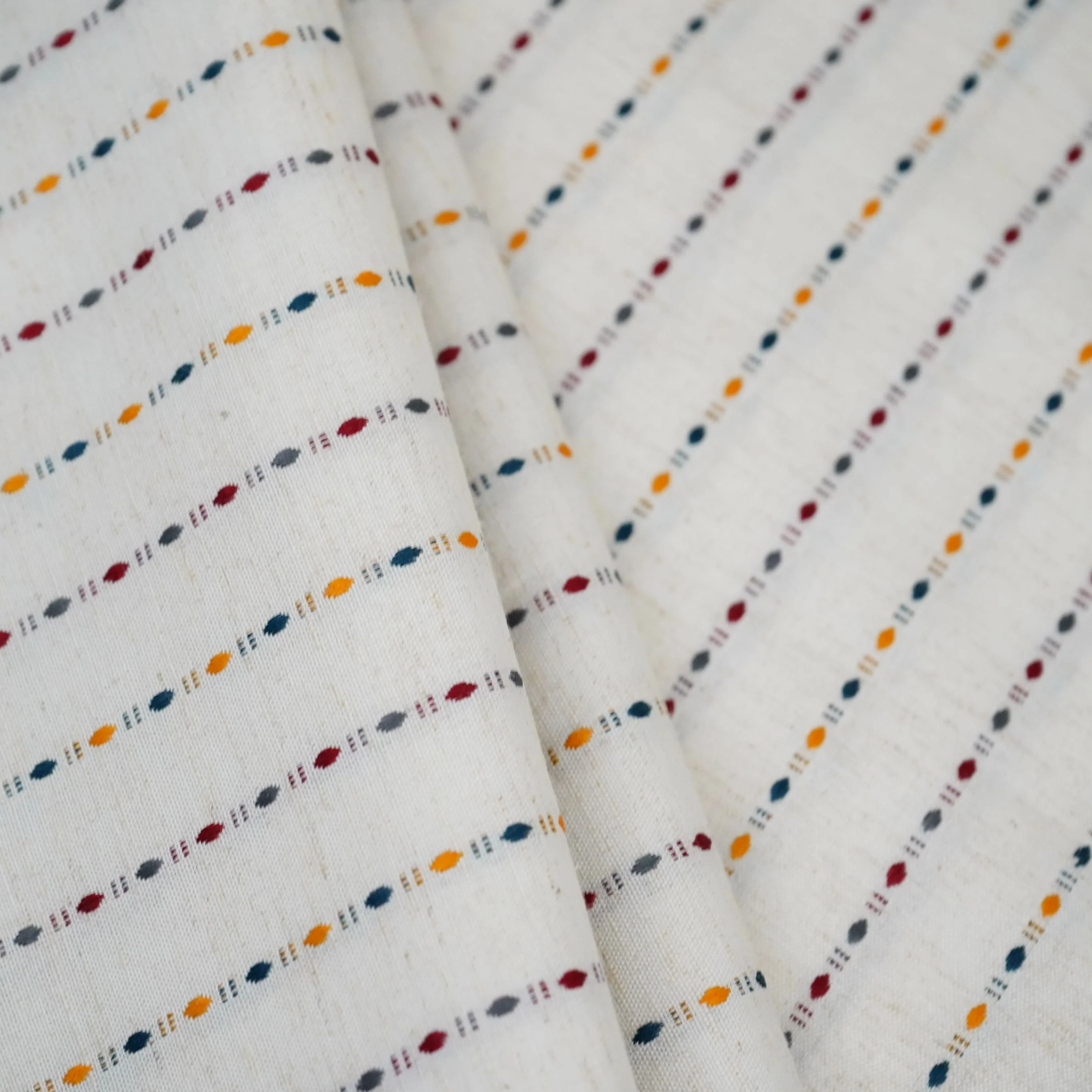 Off White & Blue Stripes Linen Fabric RS-31185 - Image 5
