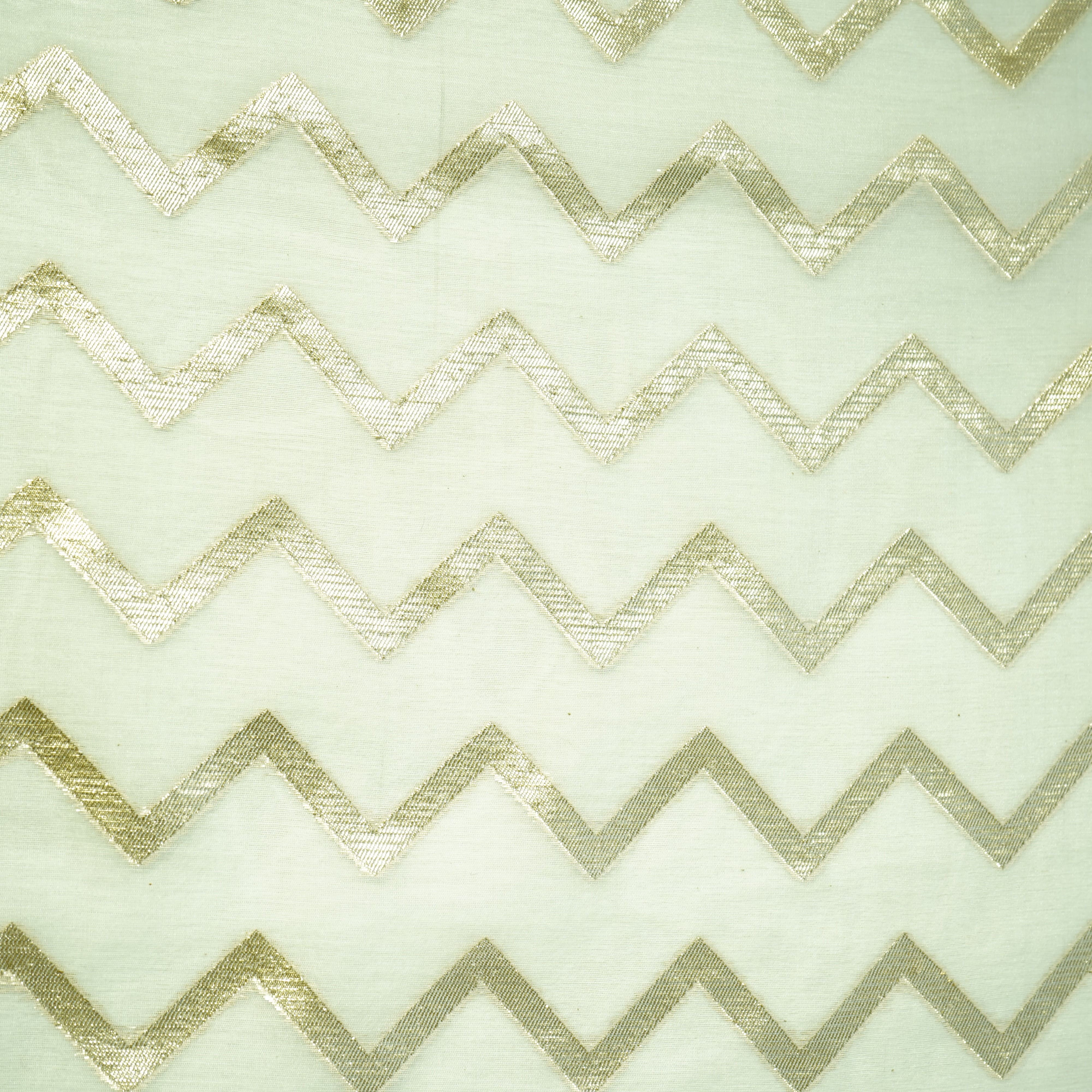 Off White Chevron Dyeable Chanderi Fabric - Image 3