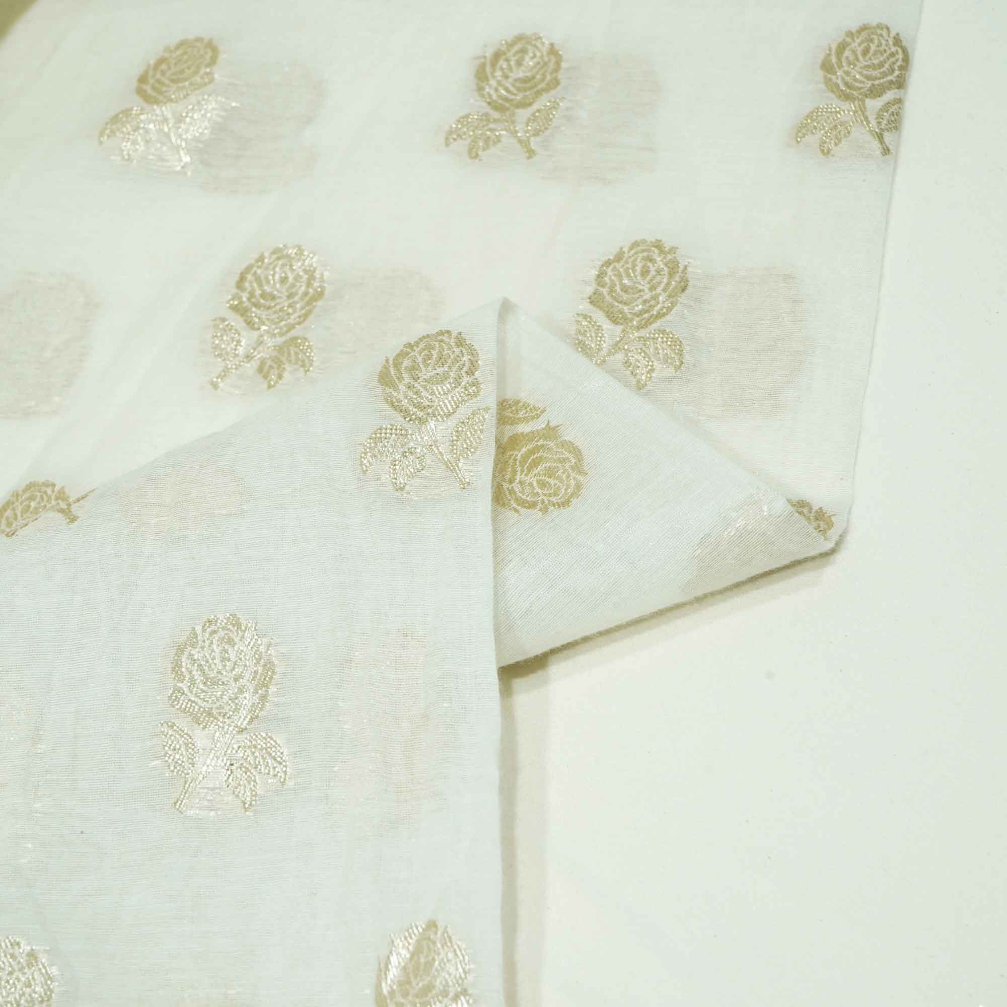 Off White Floral Buti Dyeable Chanderi KRE-15622 - Image 2