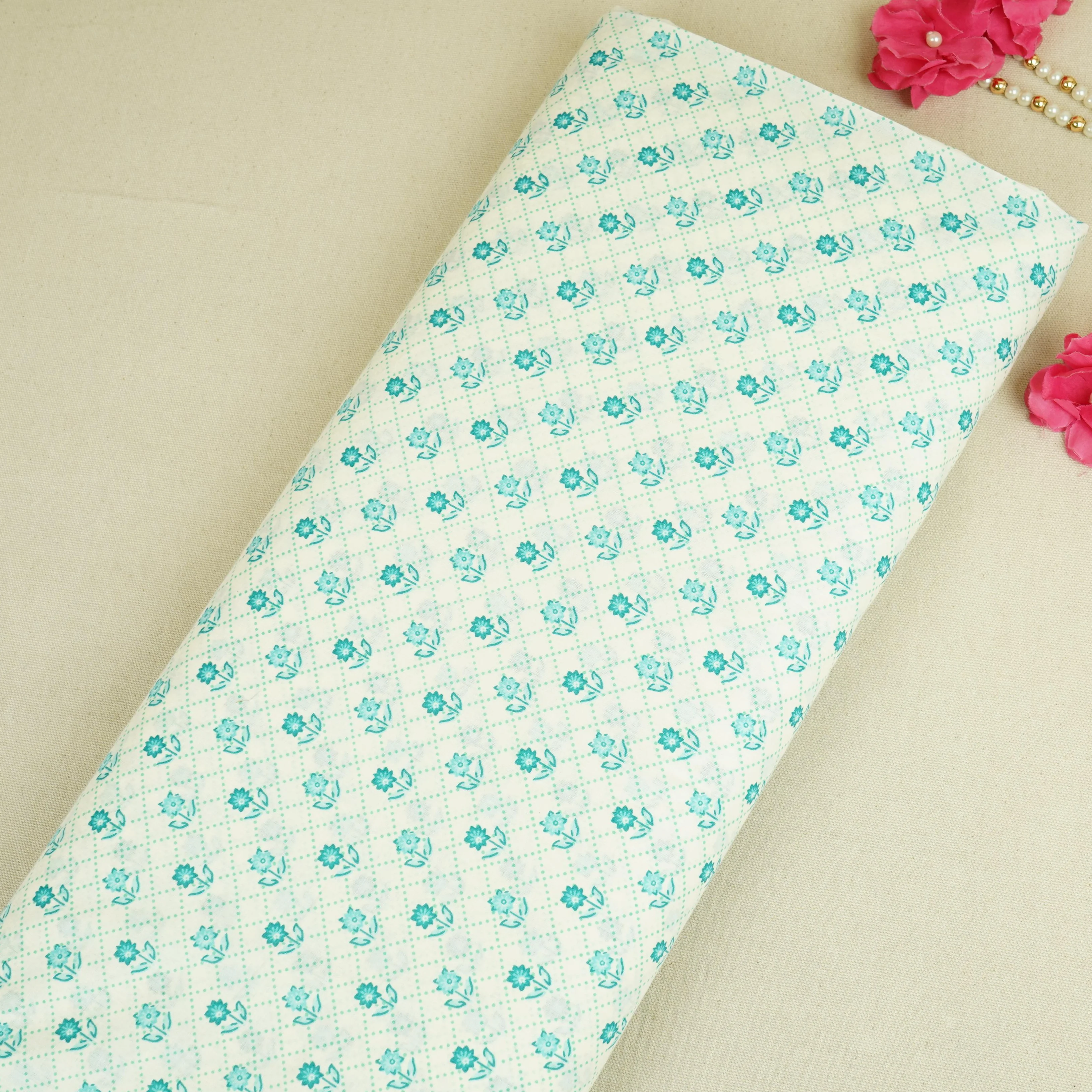 Off white floral Print Cotton Fabric AFI-29583