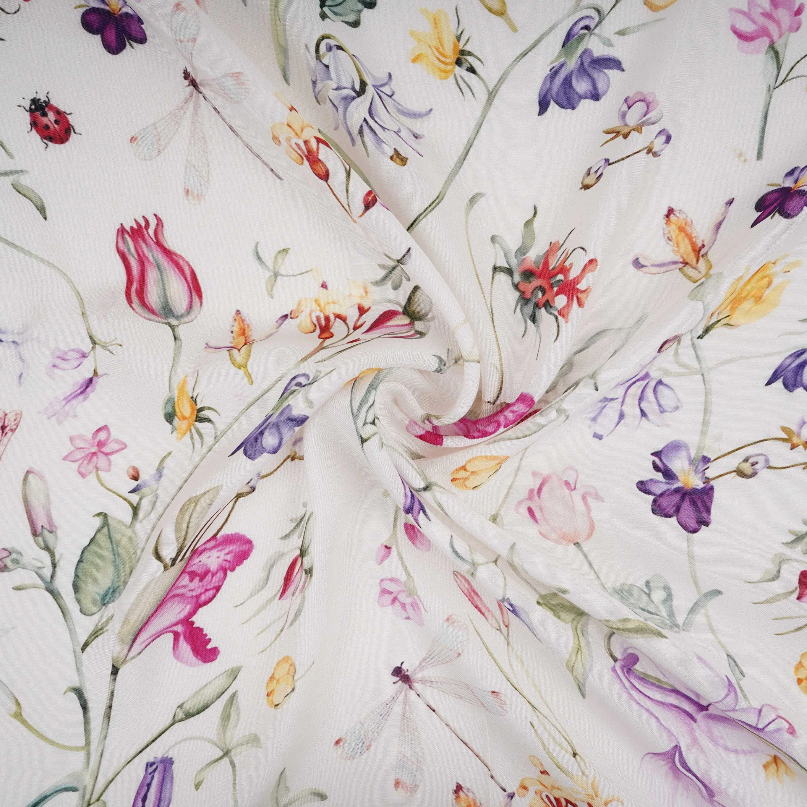 Off White floral print Muslin Fabric VF-31376 - Image 4