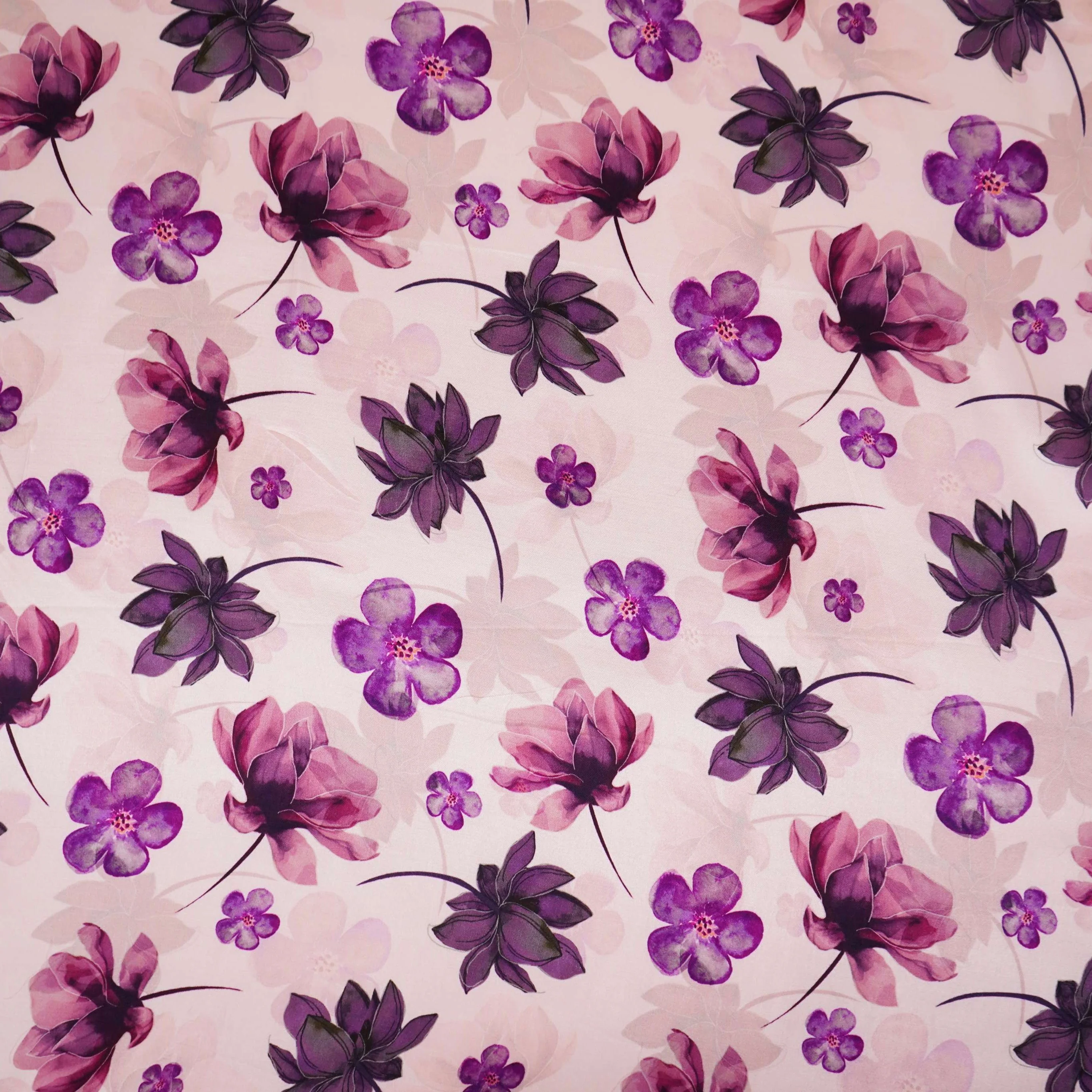 Off White floral print Silk Satin Fabric NVC-31568 - Image 2