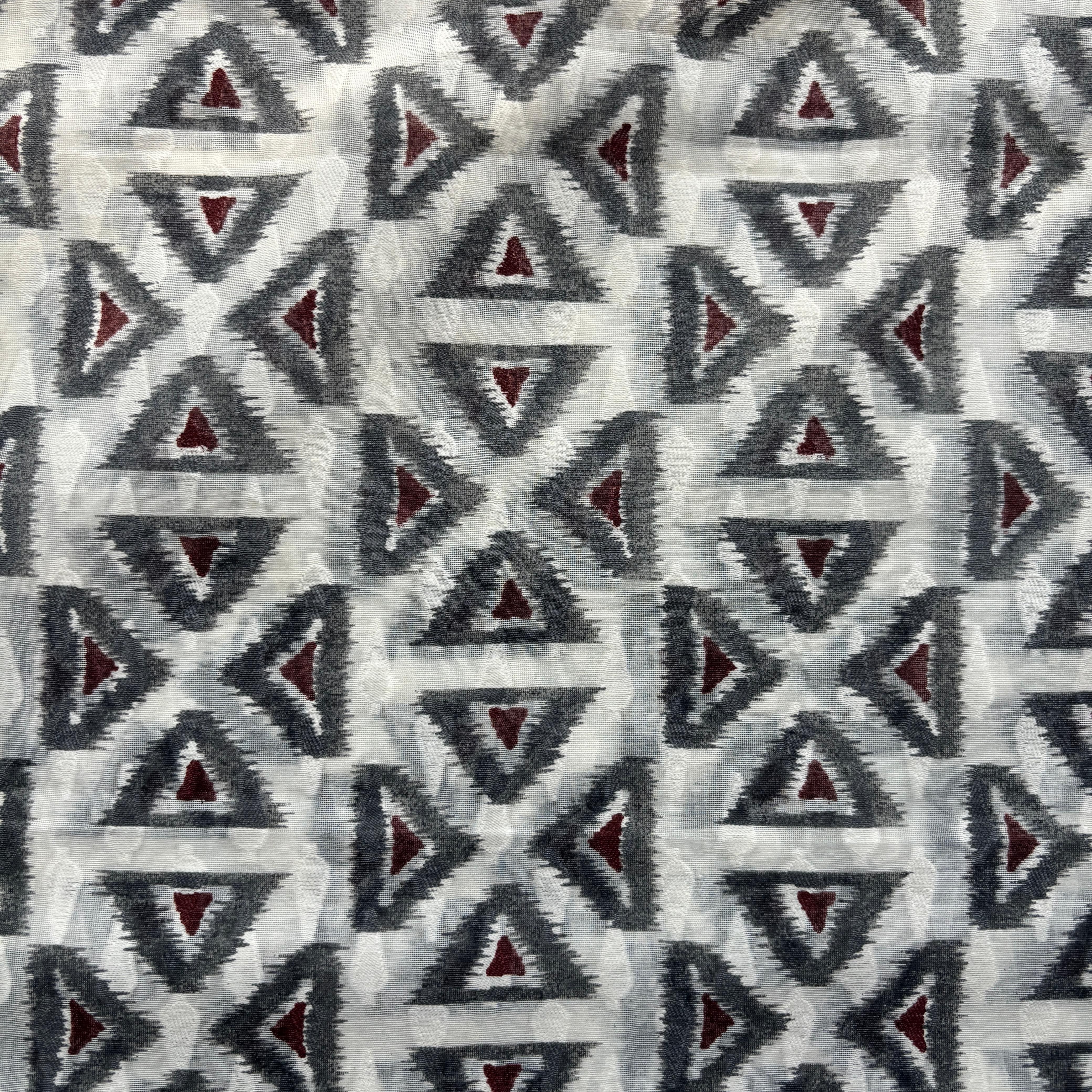 Off White Grey Geometrical Cotton Chanderi Fabric 15616 - Image 2