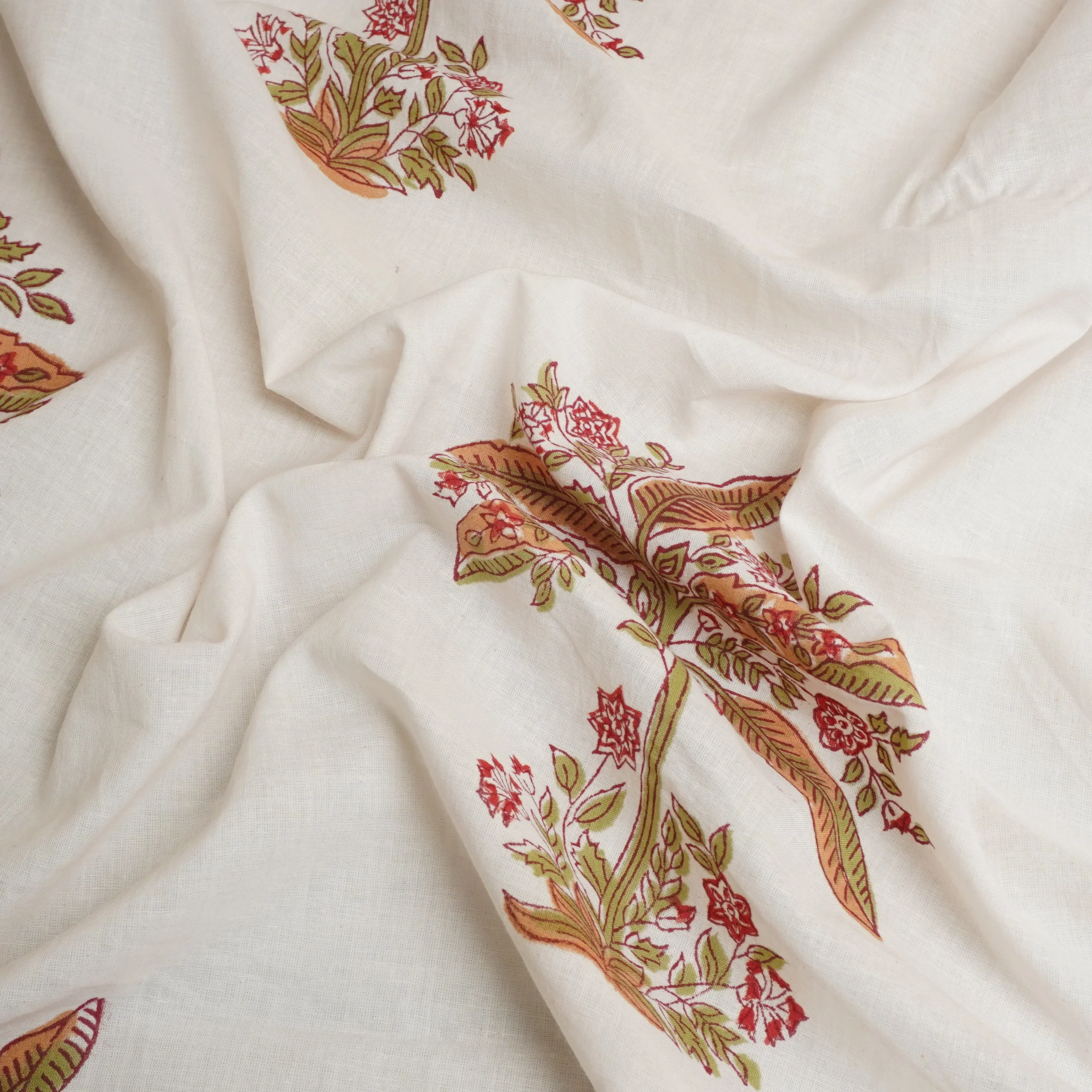 Off White Handblock Print Cotton Fabric DH-29426 - Image 3