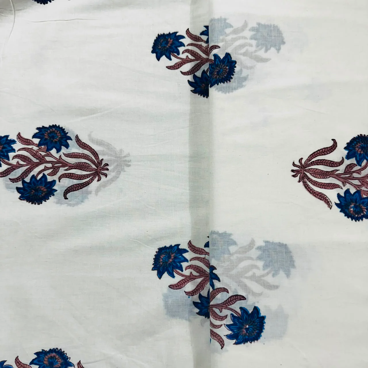 Off White Handblock Print Cotton Fabric DH-29430 - Image 2