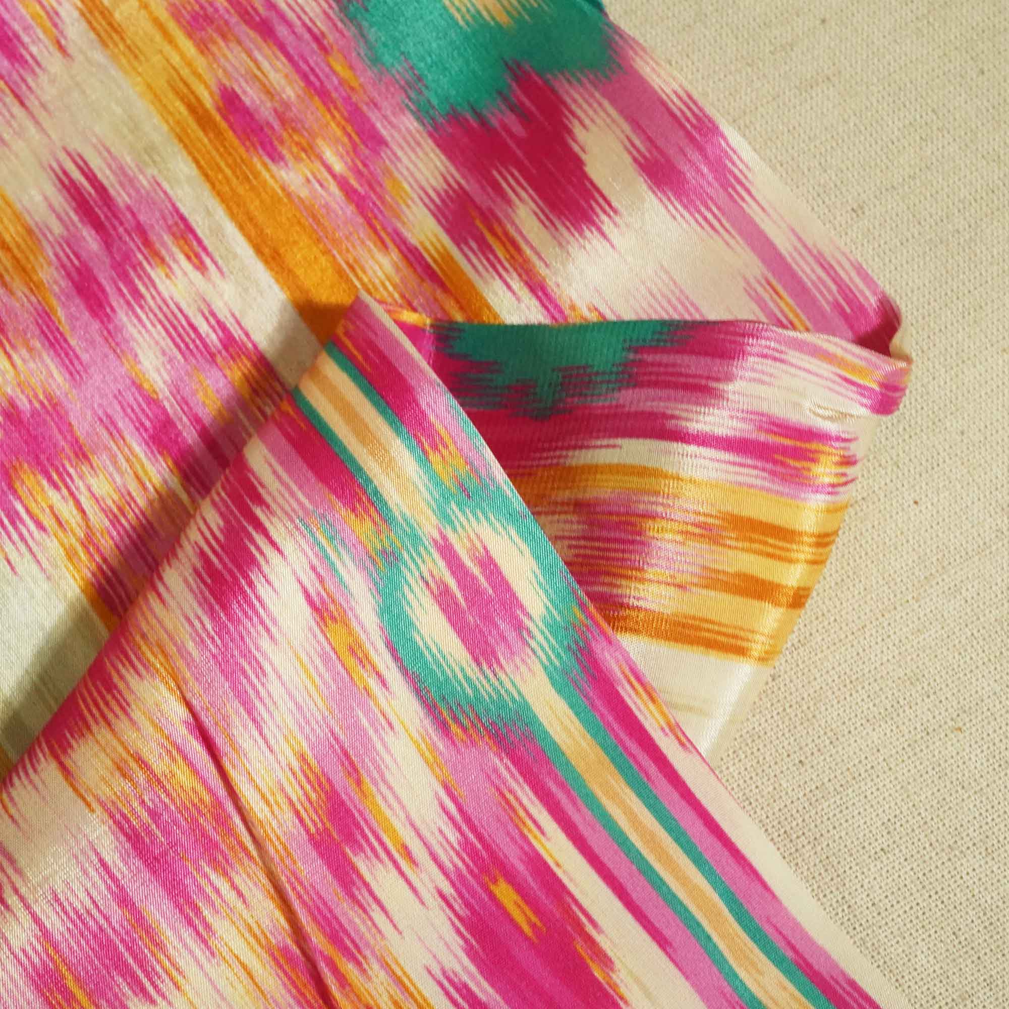 Off White Multicolor Ikkat Print Crepe GT-17506 - Image 2