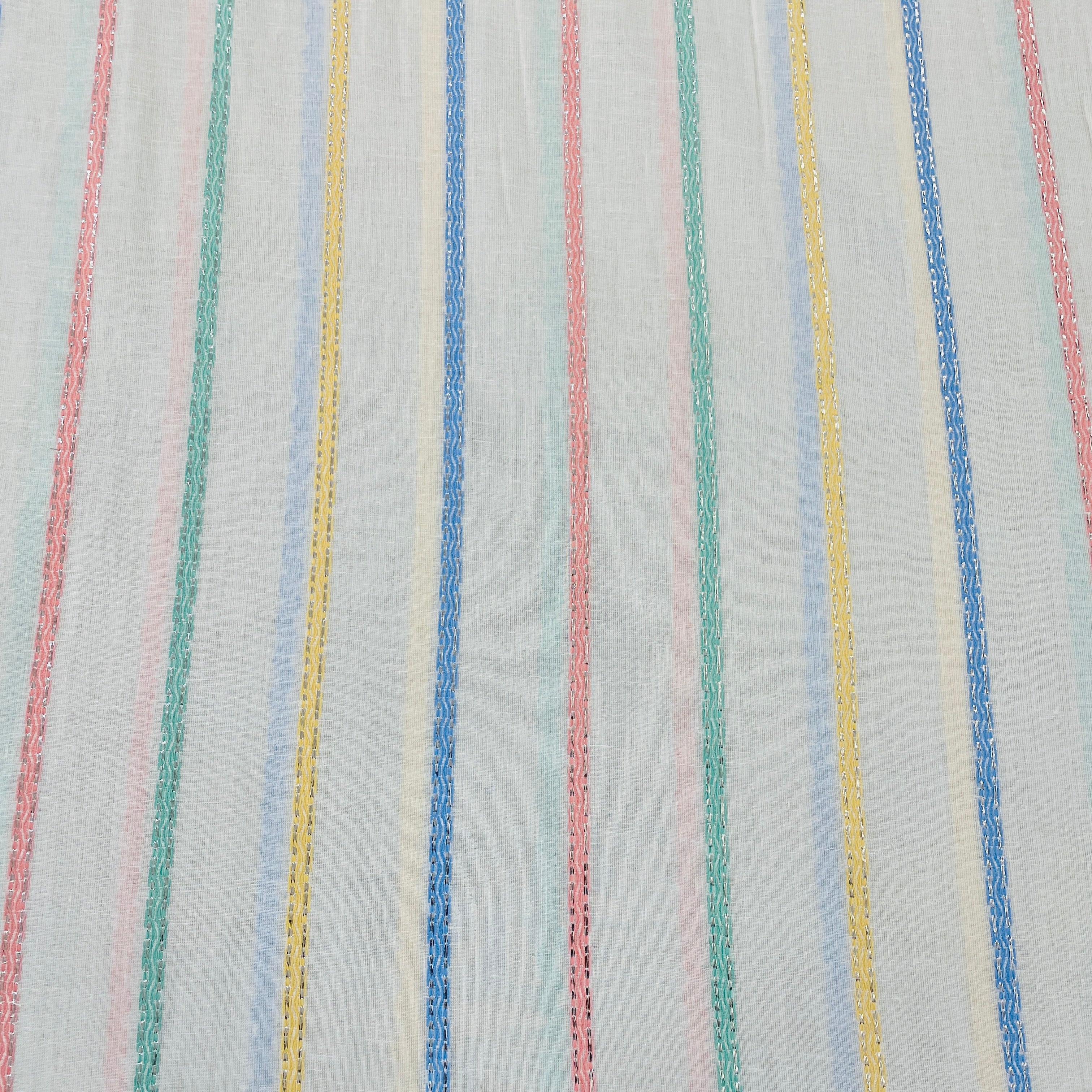 Off White Multicolor Stripe With Lurex Cotton - Image 2
