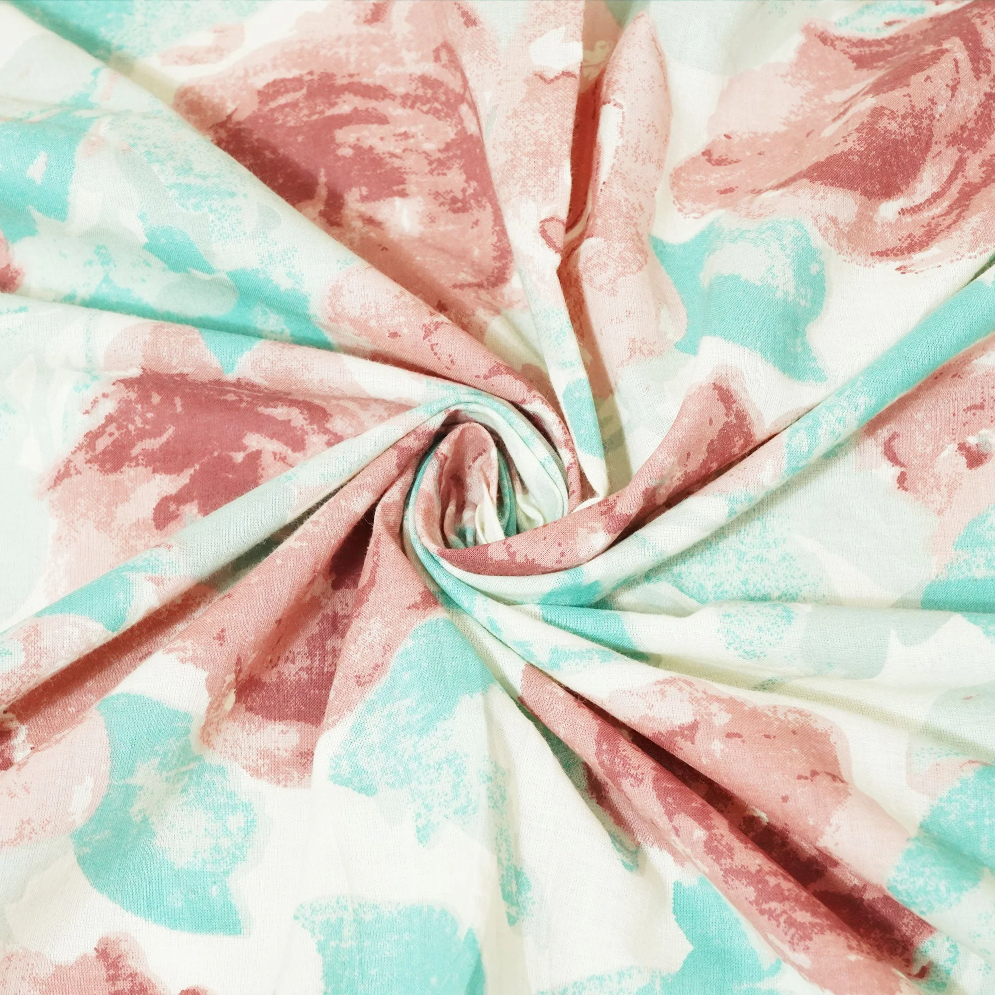 Off White & Sea Green Floral Cotton Print CG-23453