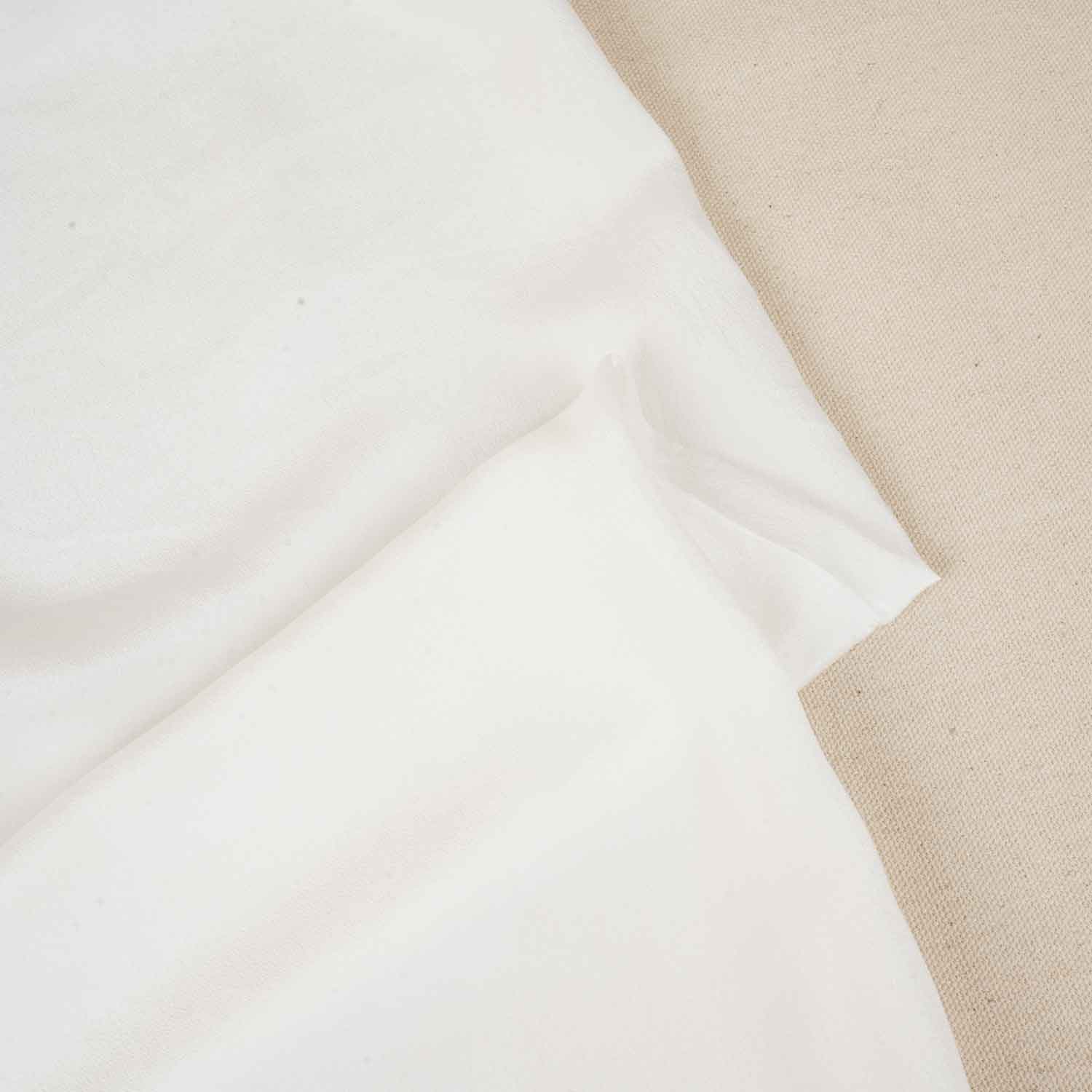 Off White Solid Pure Crepe Fabric NS-27839 - Image 2