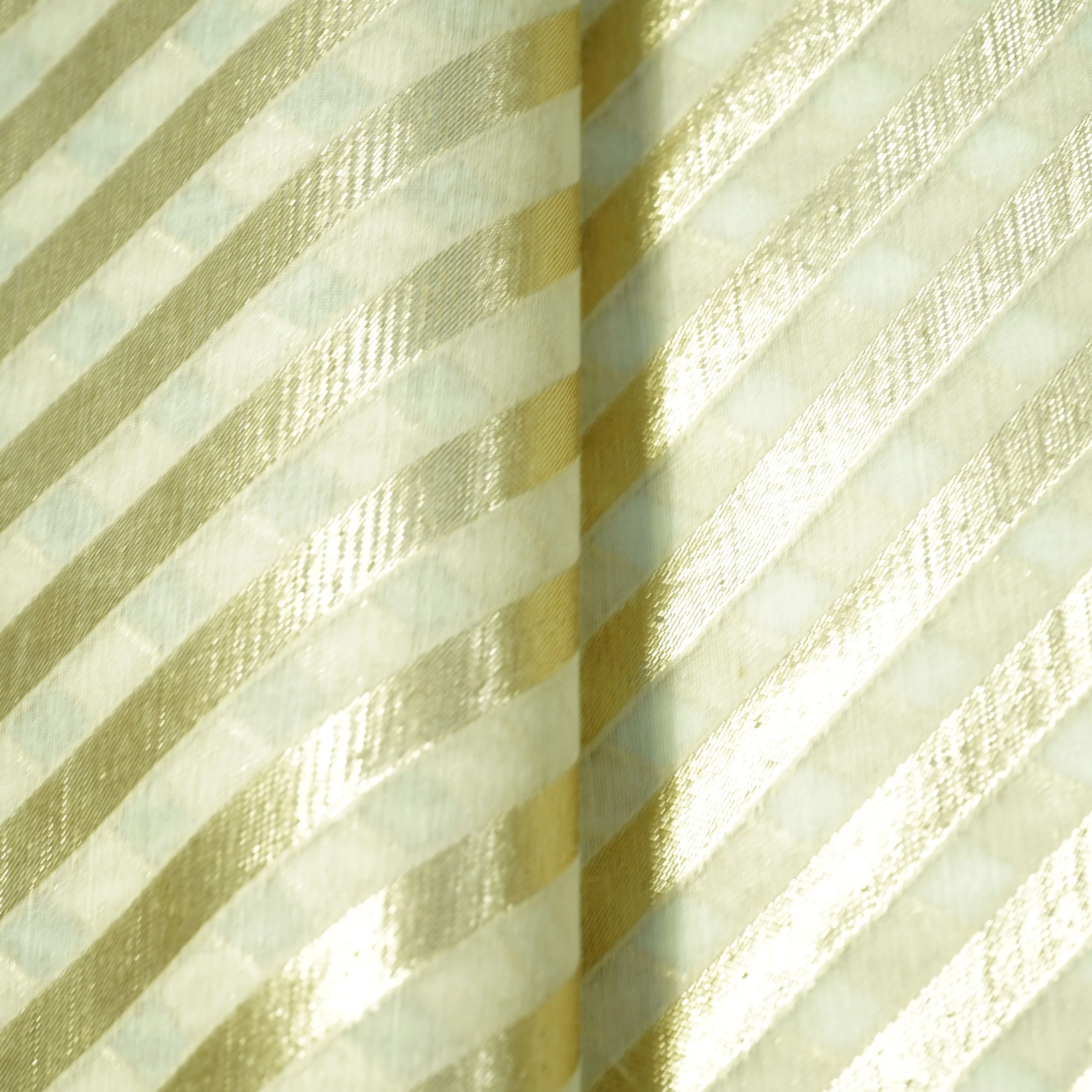 Off White Stripes Dyeable Chanderi Fabric - Image 2