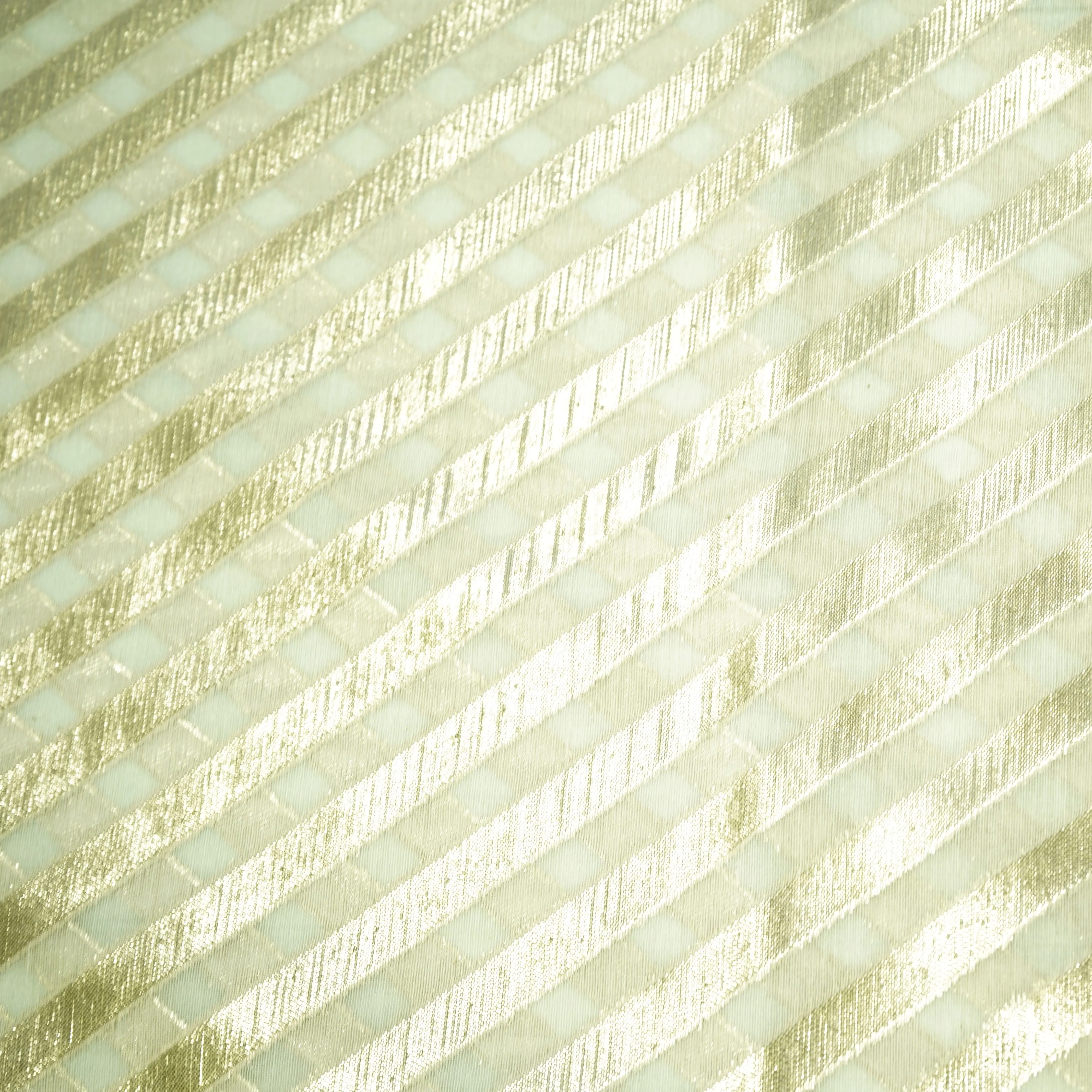 Off White Stripes Dyeable Chanderi Fabric - Image 3