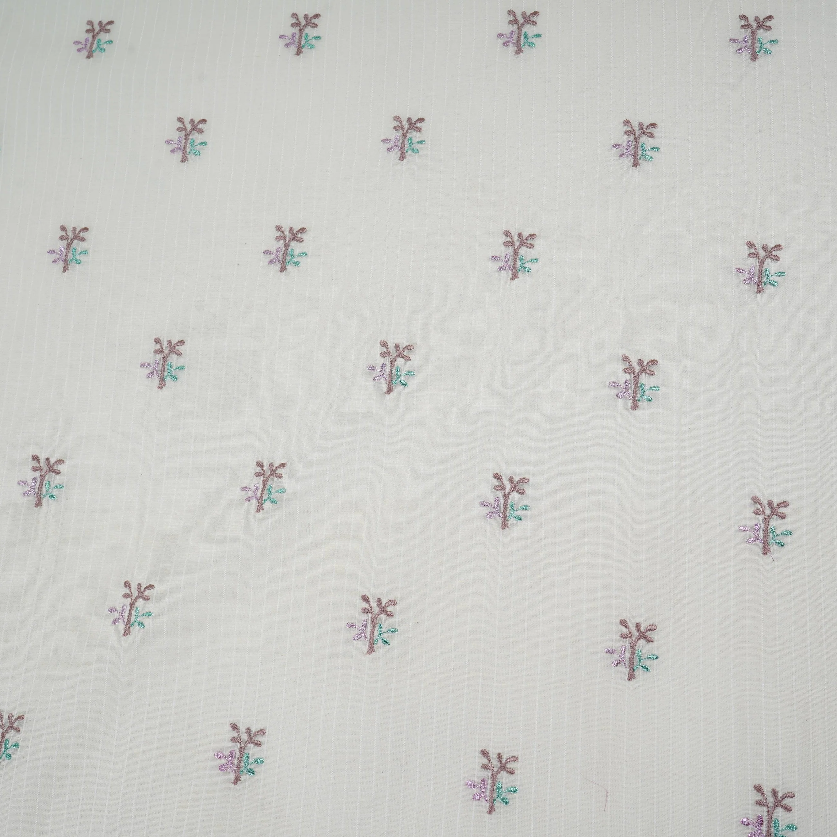 Off White Stripes thread embroidery Mul Chanderi Fabric ACF-32086 - Image 2
