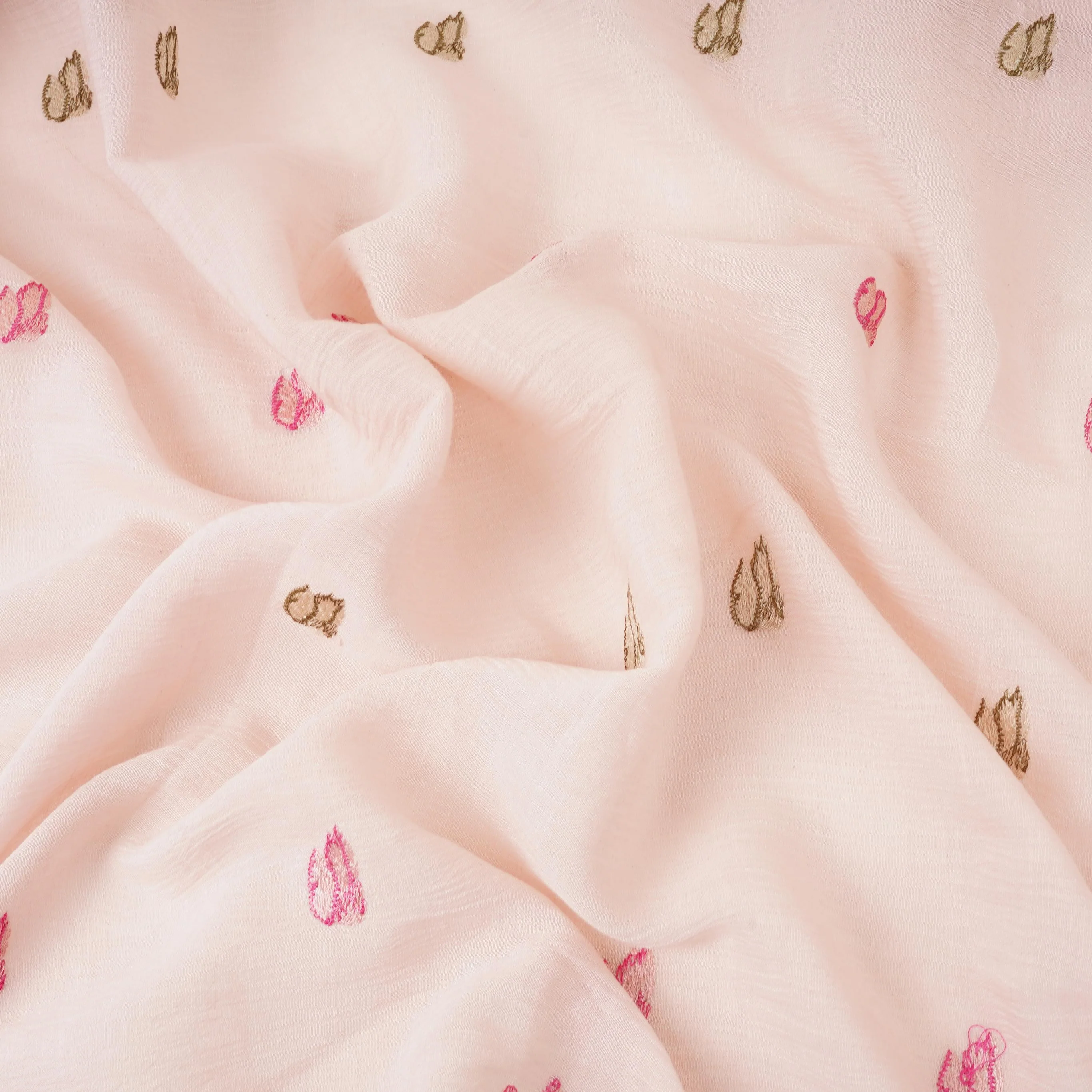 Off White thread Border embroidery Chinon Cotton Slub Fabric VFS-31527 - Image 4