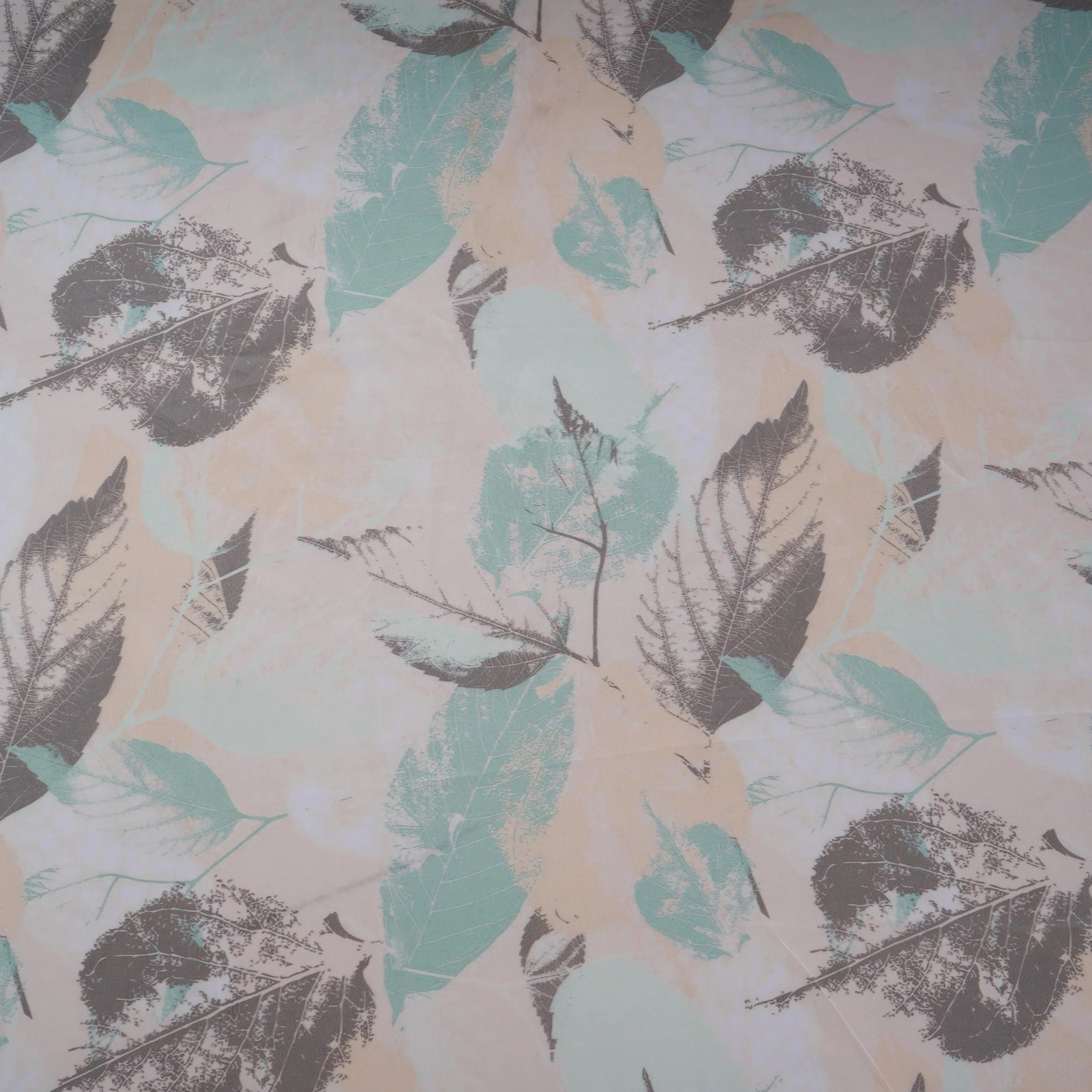 Off White with Cream floral print Crepe Fabric NVC-31821 - Image 2