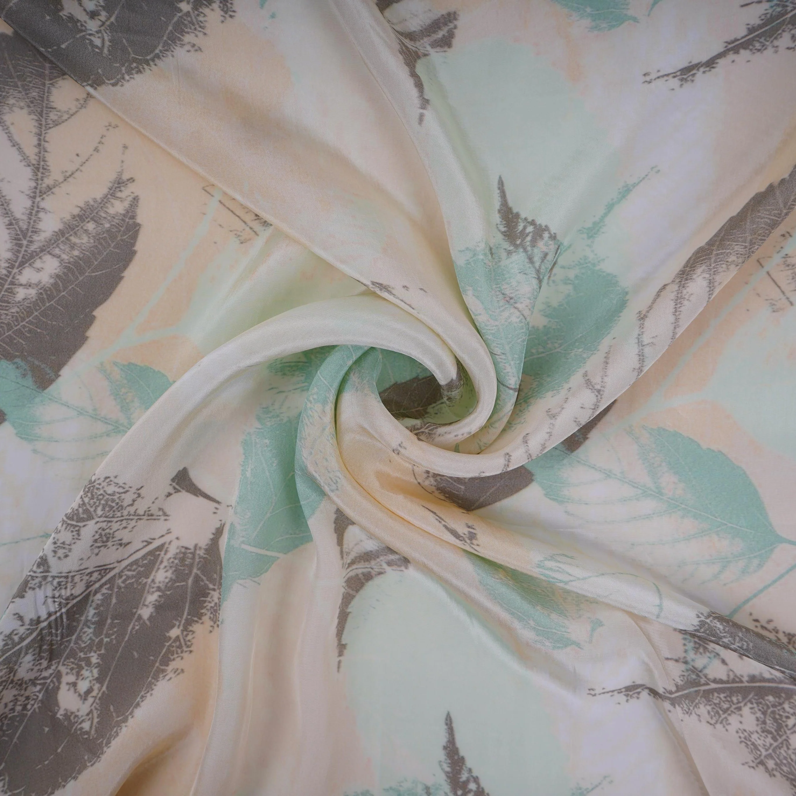 Off White with Cream floral print Crepe Fabric NVC-31821 - Image 3